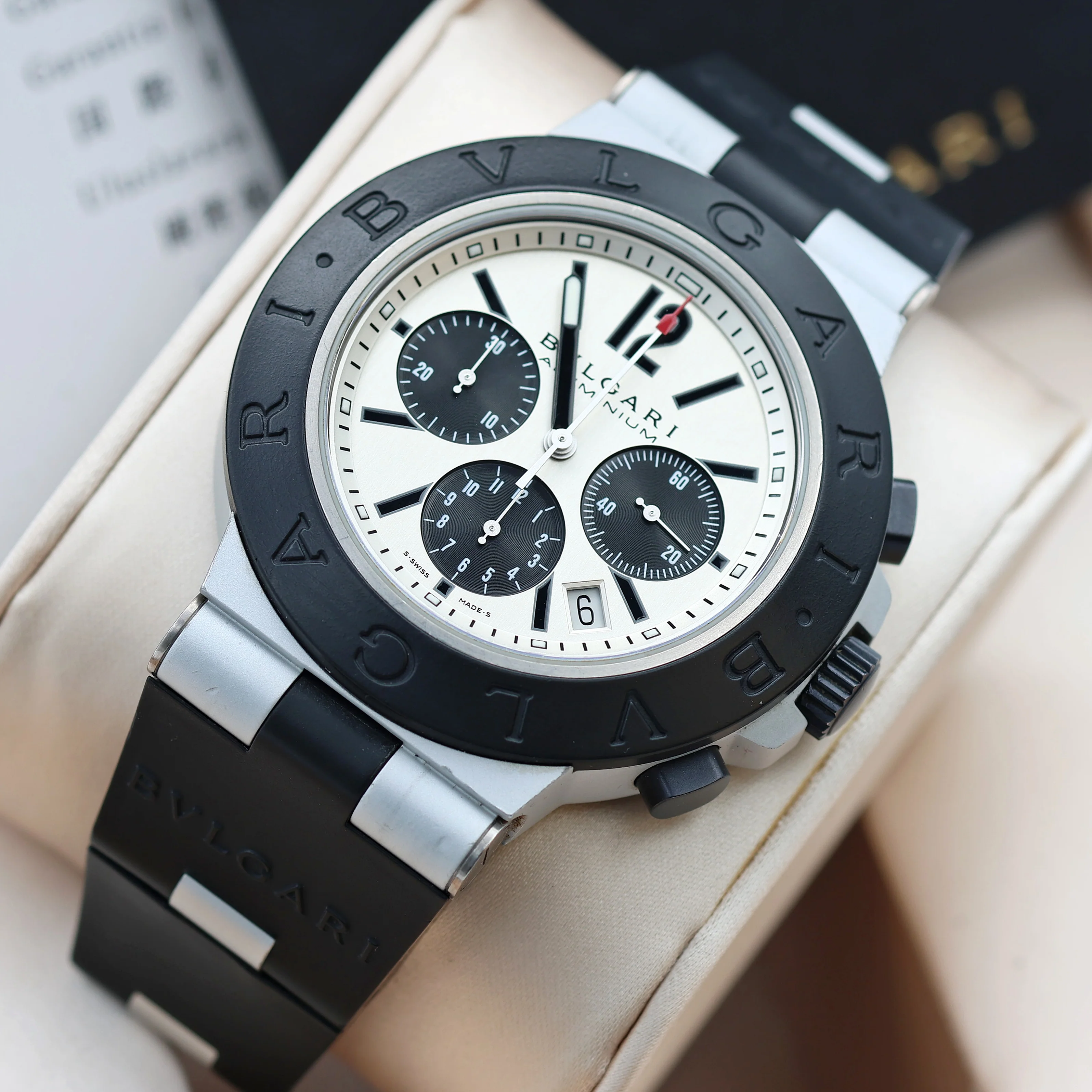 Bulgari Diagono Chronograph ref. AC 44 TA Silver Dial - Full Set - Image 2