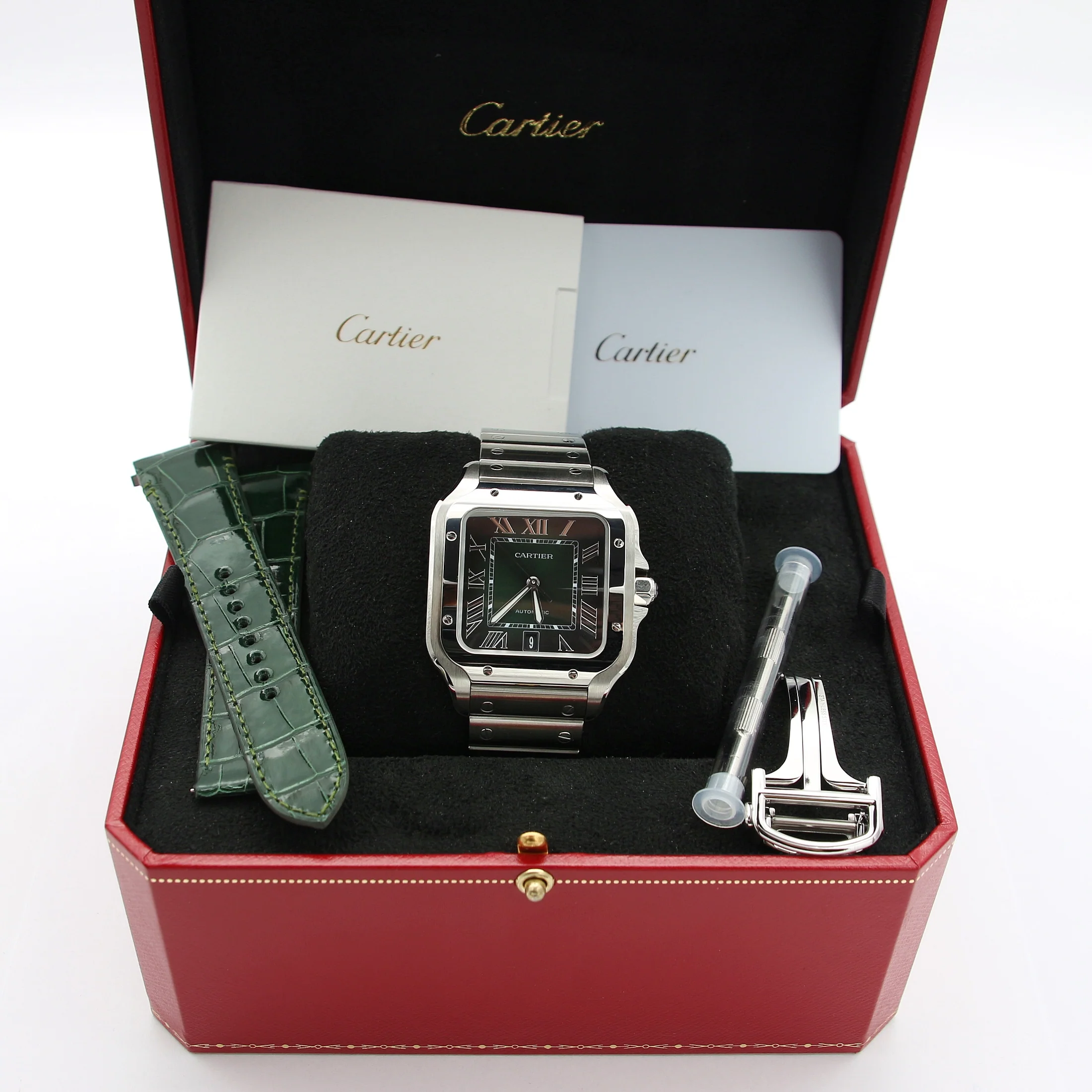 Cartier Santos Large Green Dial Ref. WSSA0062 - Full Set - Image 3