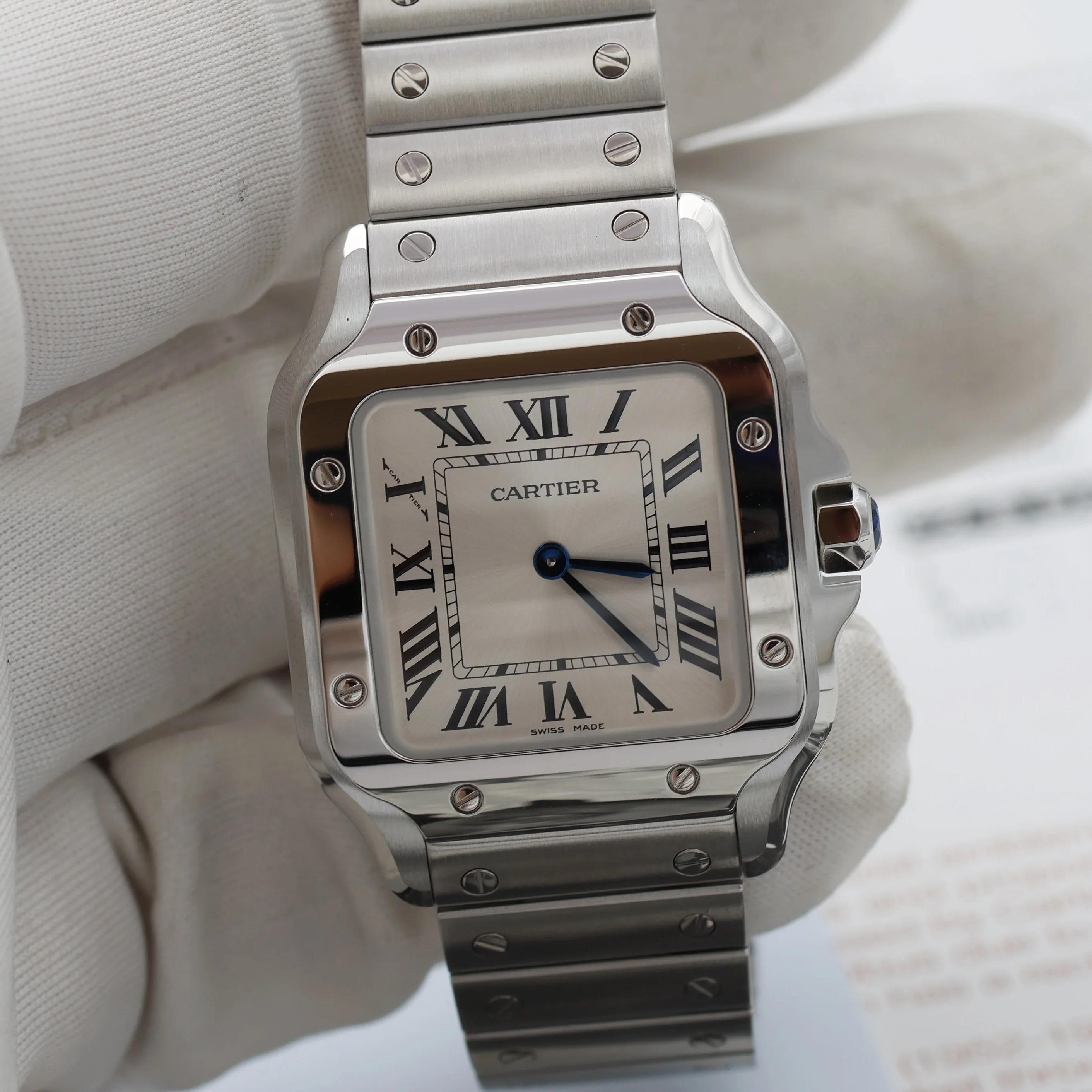 ON SALE: Cartier Santos ref. WSSA0082 - SIlver Roman Dial - Full Set - Image 5
