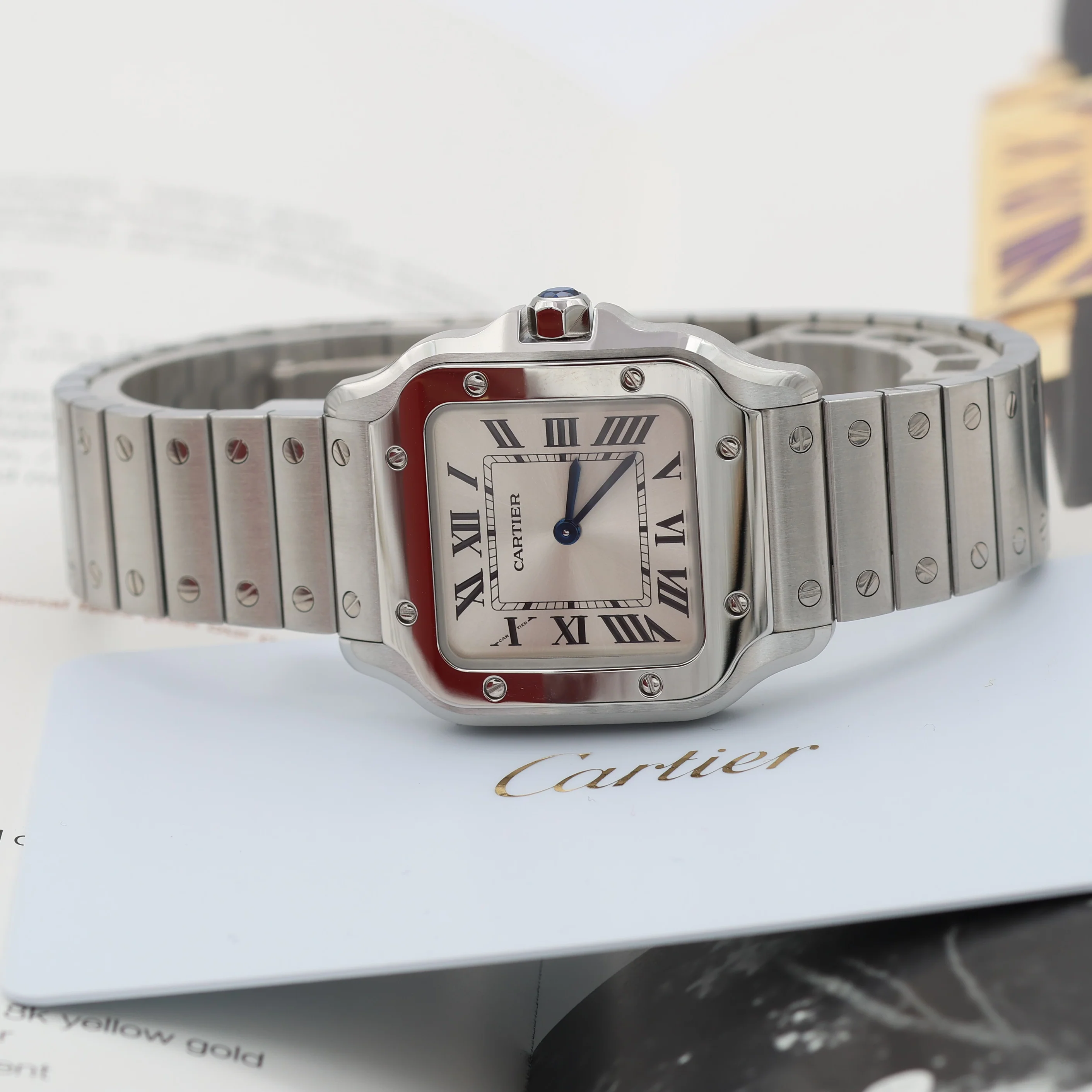 ON SALE: Cartier Santos ref. WSSA0082 - SIlver Roman Dial - Full Set - Image 9