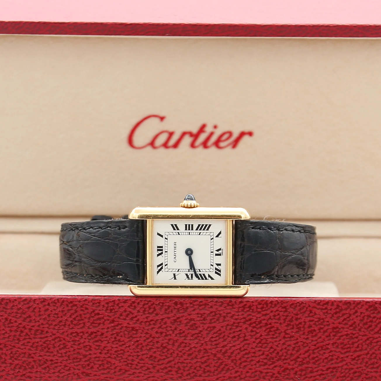 Cartier Tank Louis ref. 78087 18K Gold Leather strap - Image 4