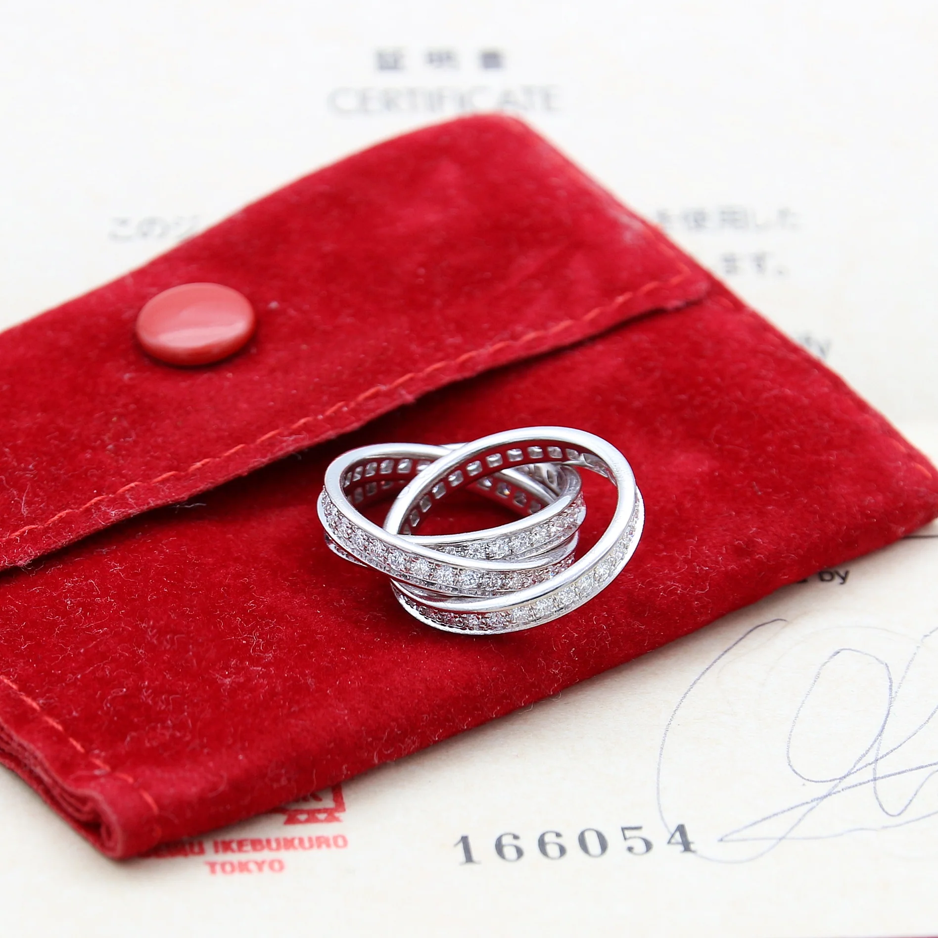 Cartier Three Bangles Diamond Rings - 750WG 10.1g - Size 54 - Image 2