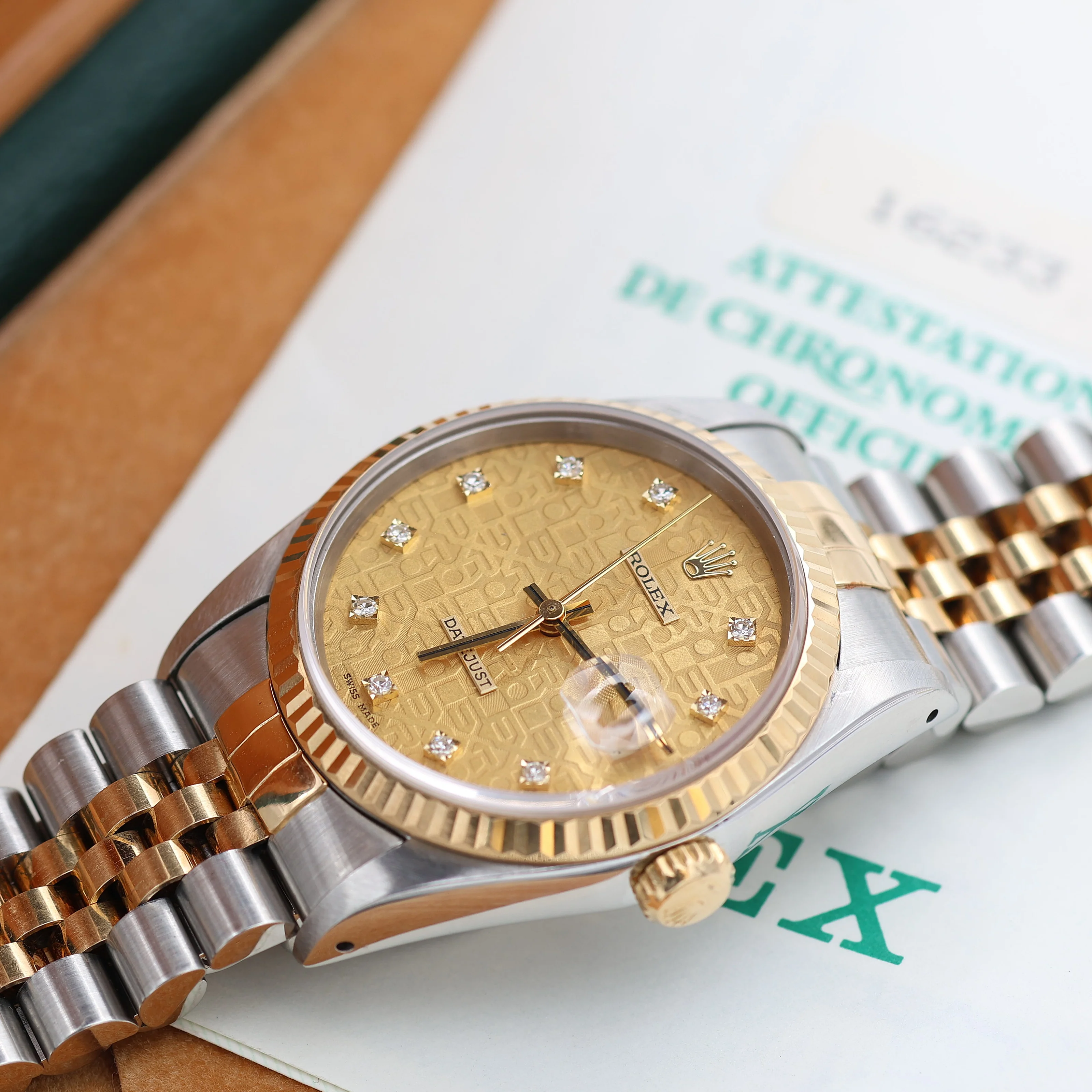 Datejust ref. 16233 - Champagne Millennary Diamonds Dial Jubilee Bracelet - Full Set - Image 2