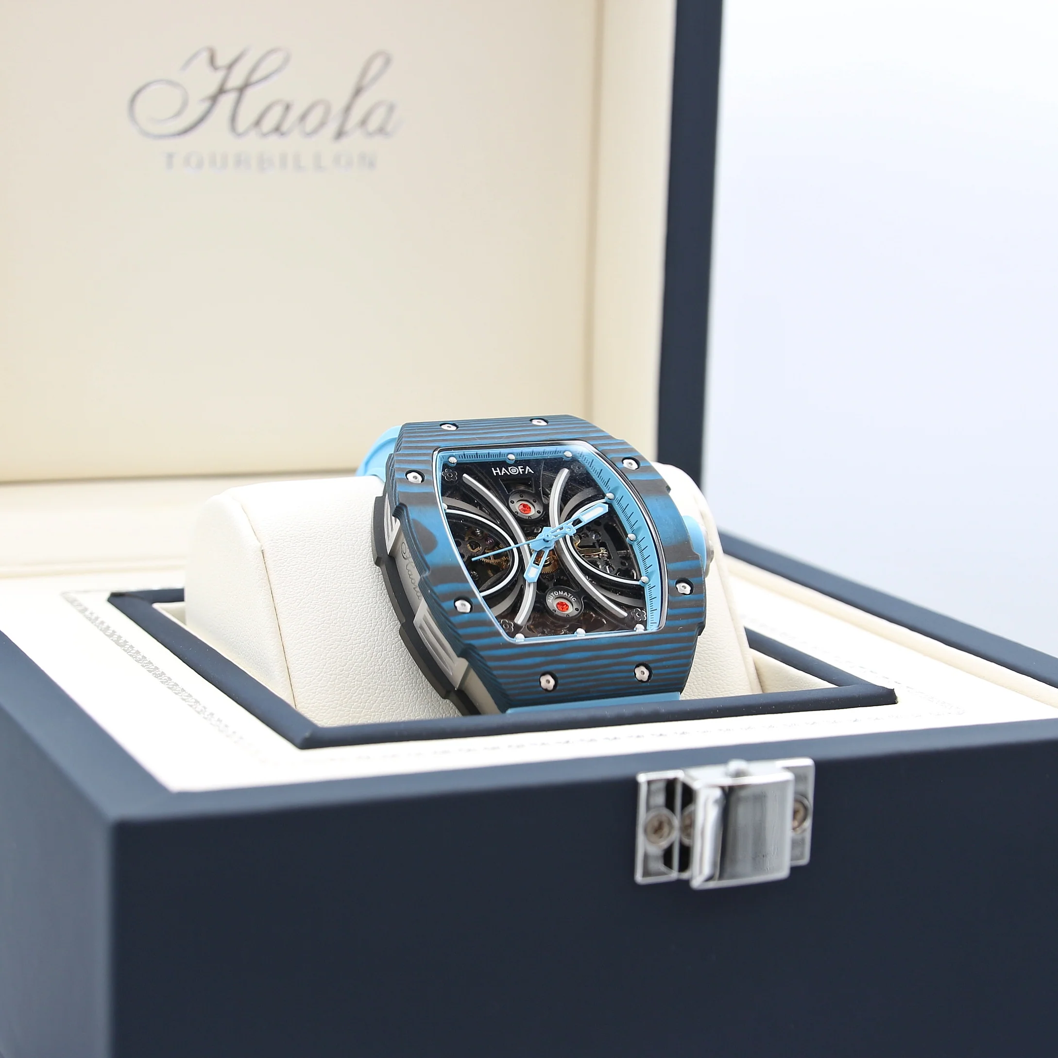 HAOFA ref. 1909 Blue - Carbon TPT Skeleton Automatic Watch - Image 4