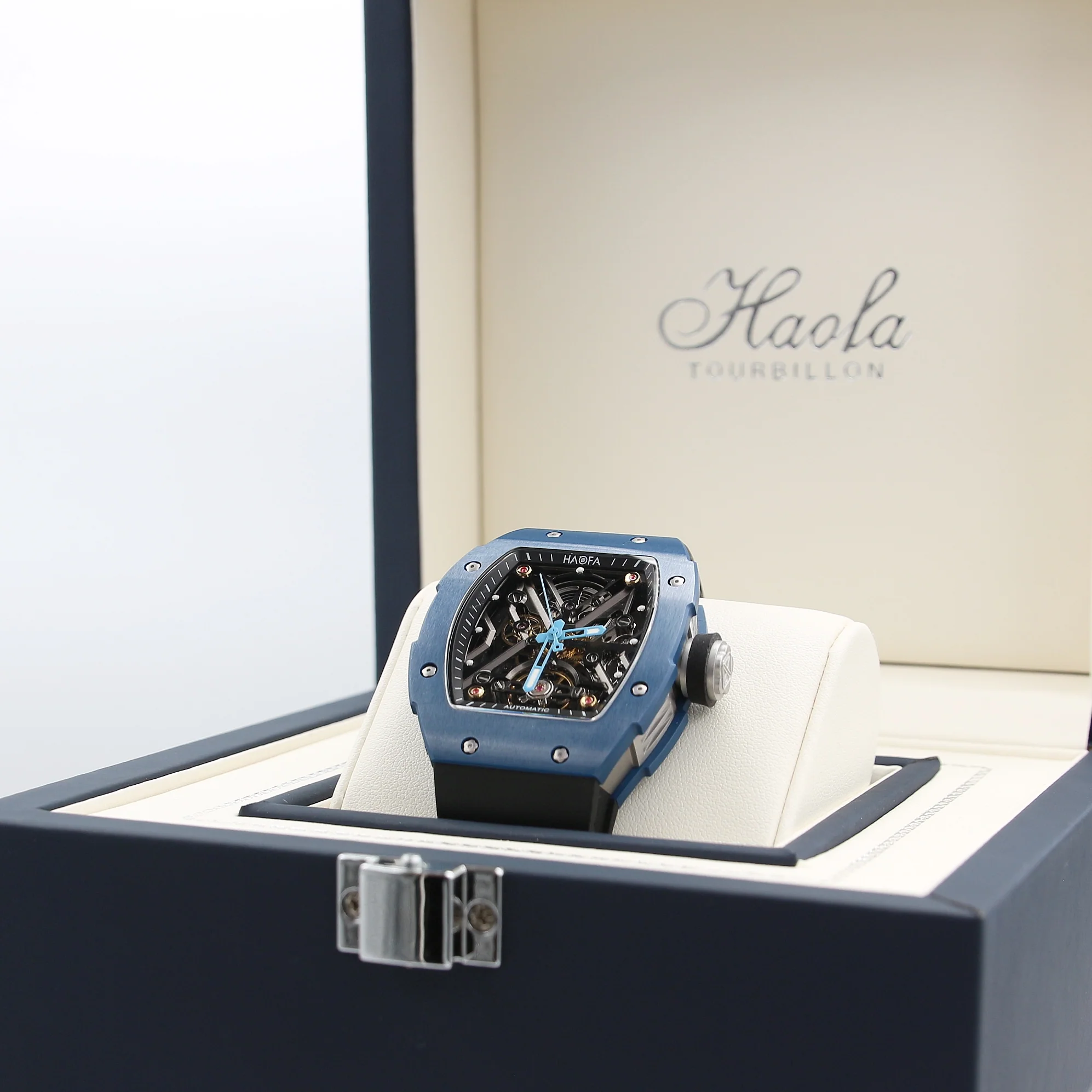 Haofa ref. 1988 Black/Blue - Ceramic Skeleton Mechanical Watch - Image 2