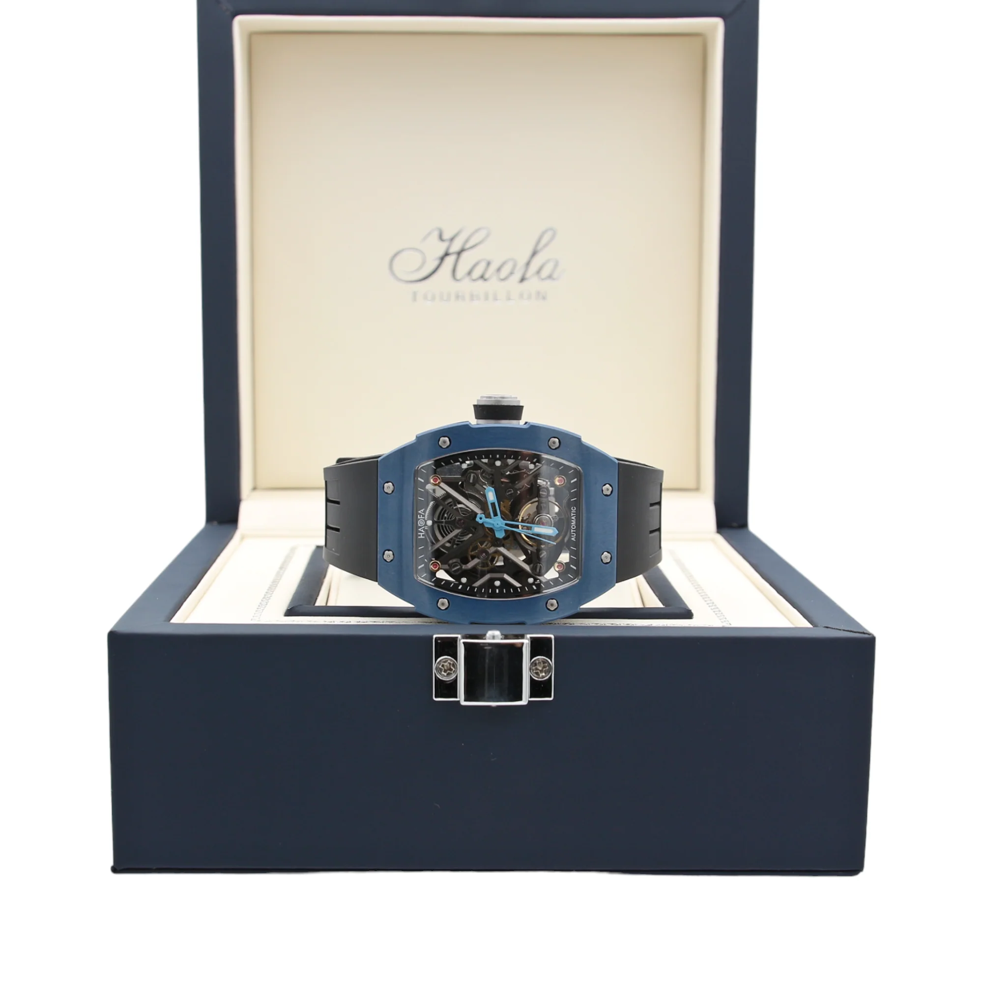 Haofa ref. 1988 Black/Blue - Ceramic Skeleton Mechanical Watch - Image 3