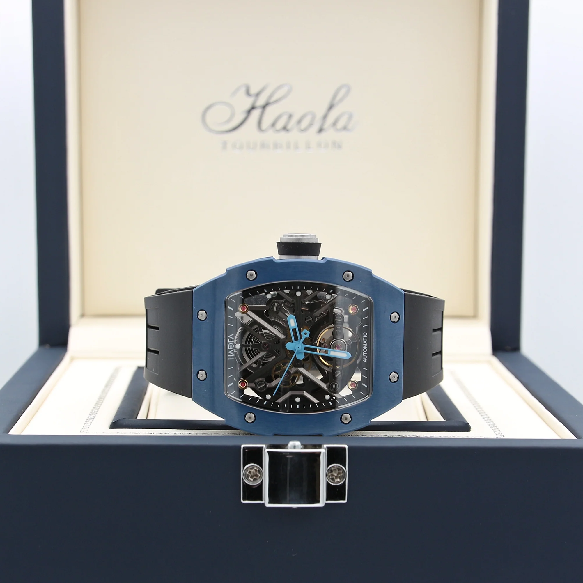Haofa ref. 1988 Black/Blue - Ceramic Skeleton Mechanical Watch - Image 5