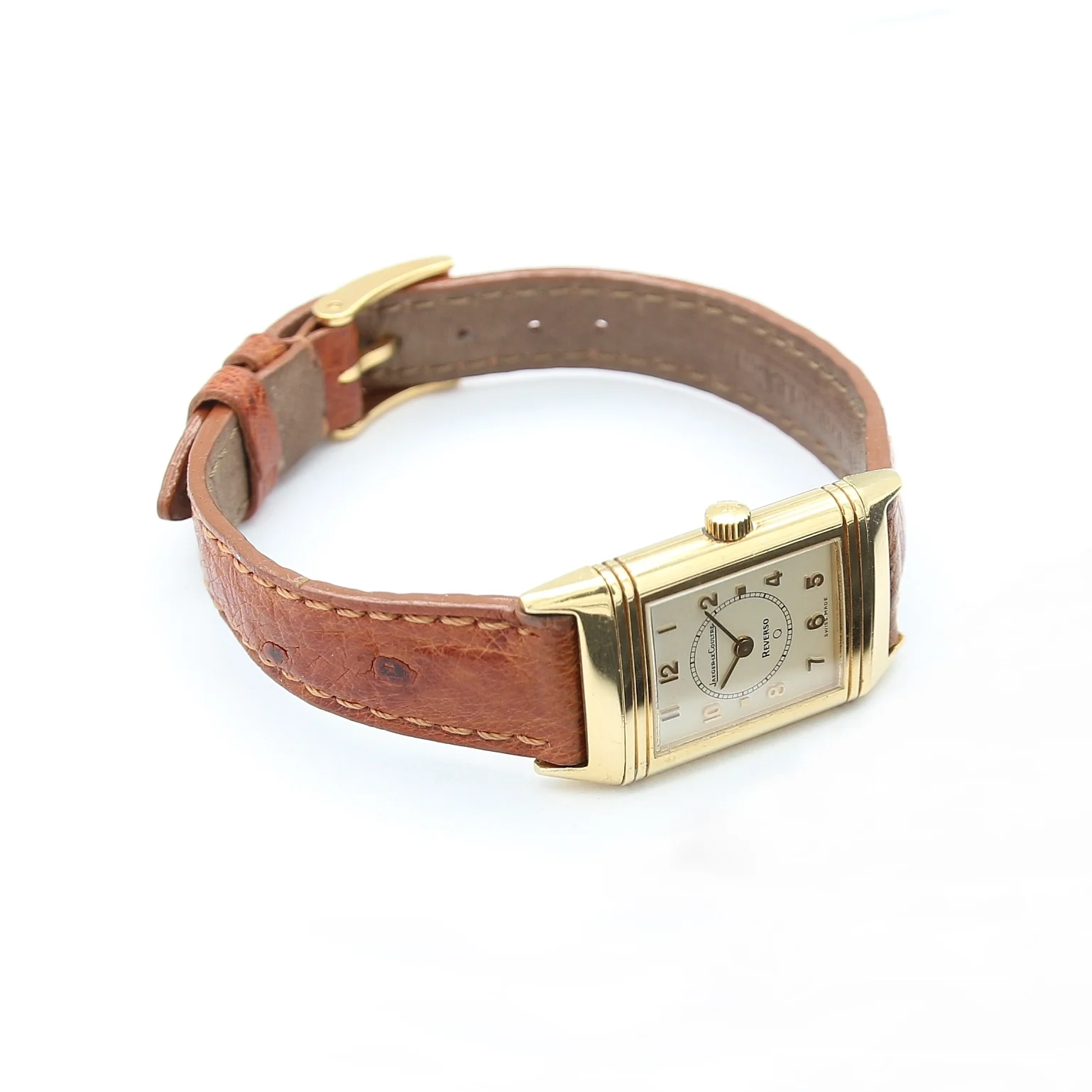 Jaeger Le-Coultre Reverso Lady 18k Gold Quarz Ref. 260.1.08 Leather Strap - Image 6