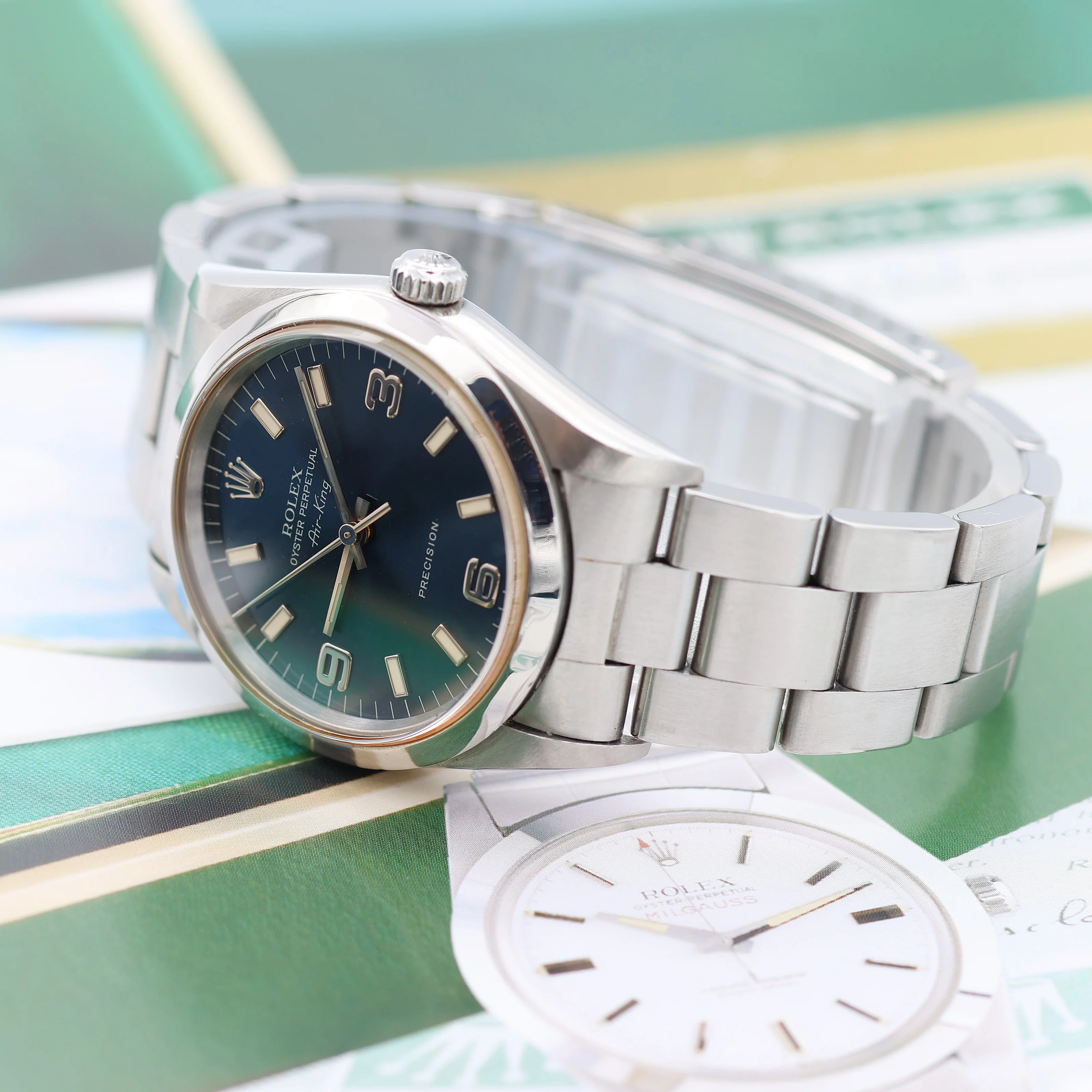 Rolex Air-King ref. 14000 Blue Arabic Dial 3-6-9 - Full Set - Image 10