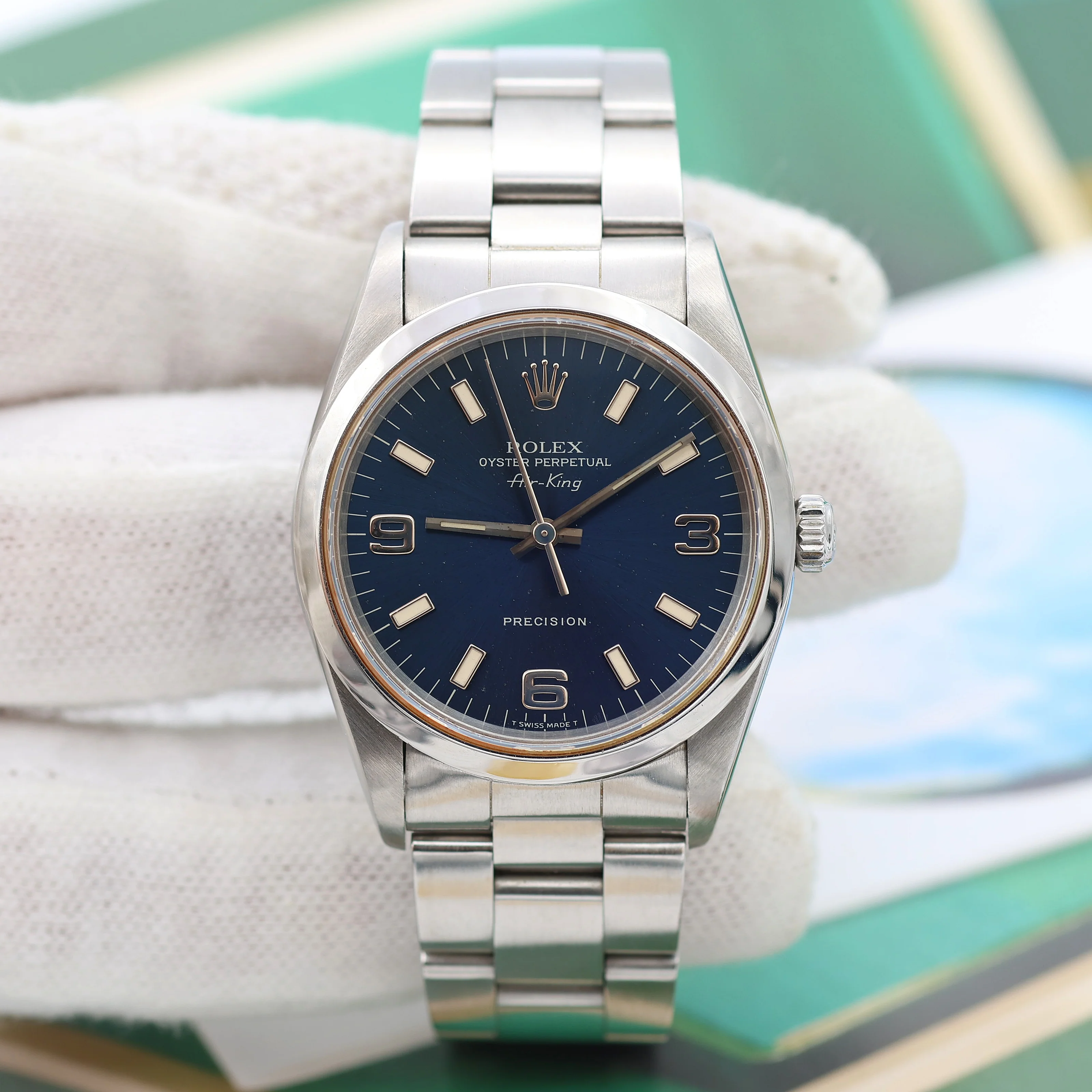 Rolex Air-King ref. 14000 Blue Arabic Dial 3-6-9 - Full Set - Image 5