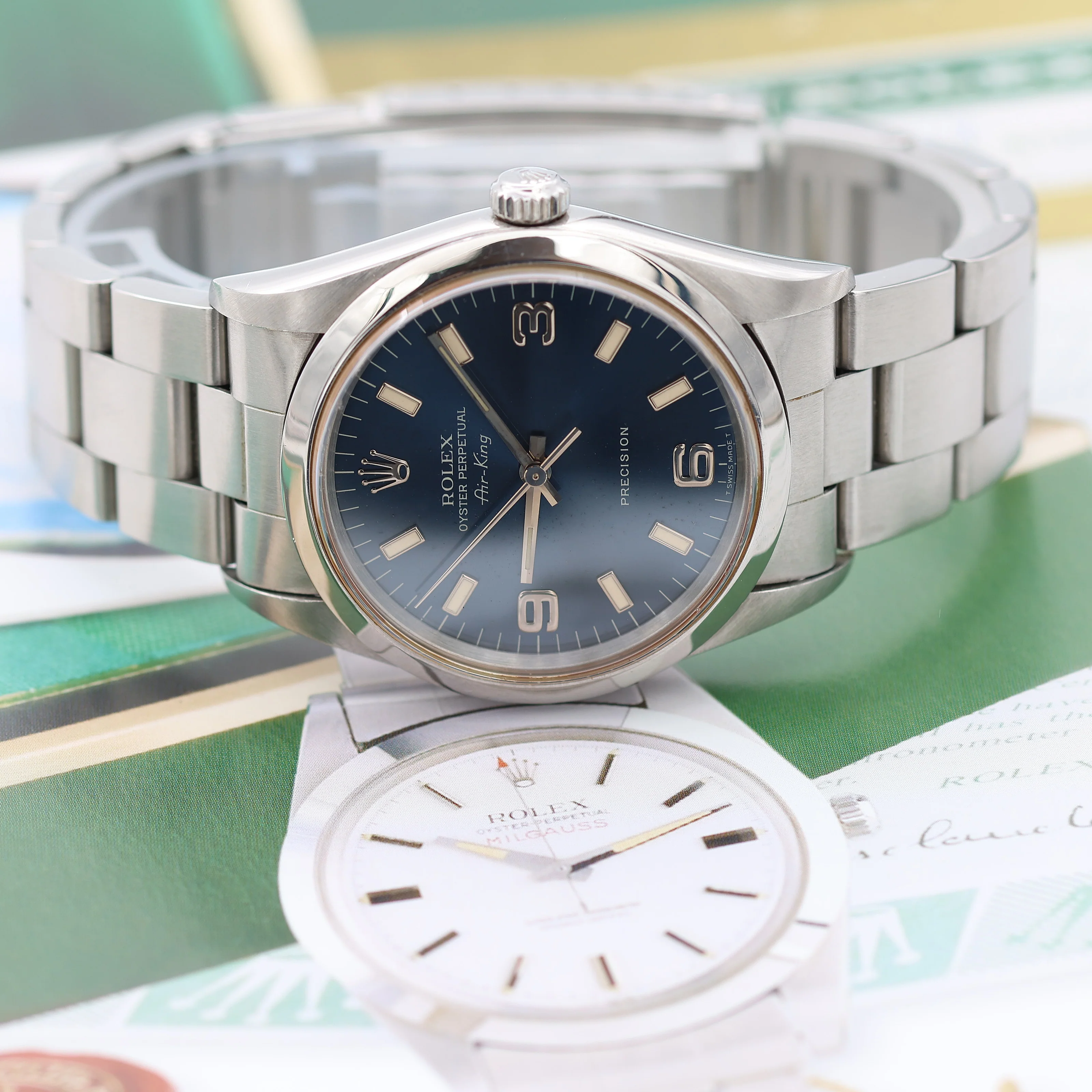 Rolex Air-King ref. 14000 Blue Arabic Dial 3-6-9 - Full Set - Image 8
