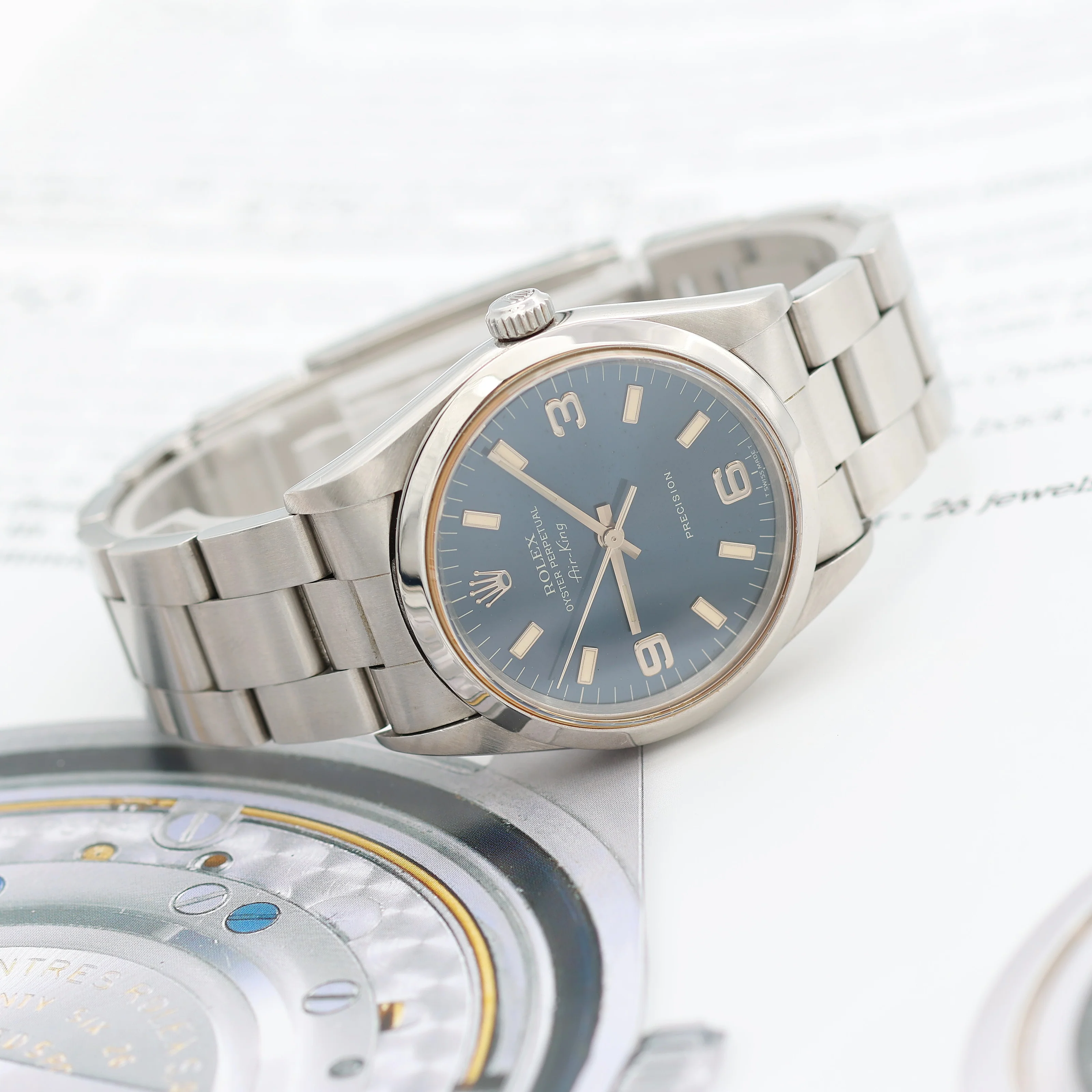 Rolex Air-King ref. 14000 Blue Arabic Dial 3-6-9 - Full Set - Image 9