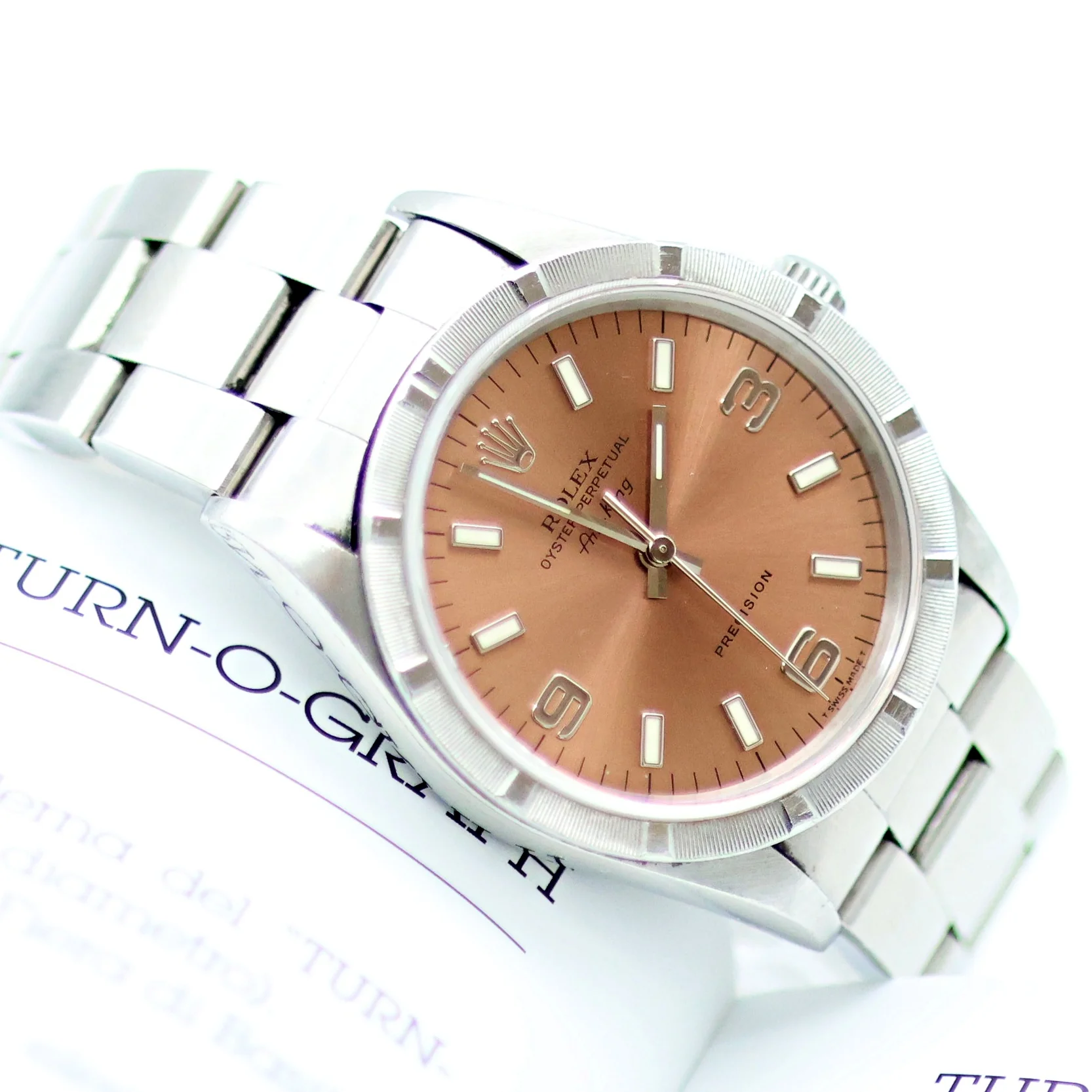 Rolex Air-King ref. 14010 Salmon 3-6-9 dial - Oyster Bracelet - Image 8