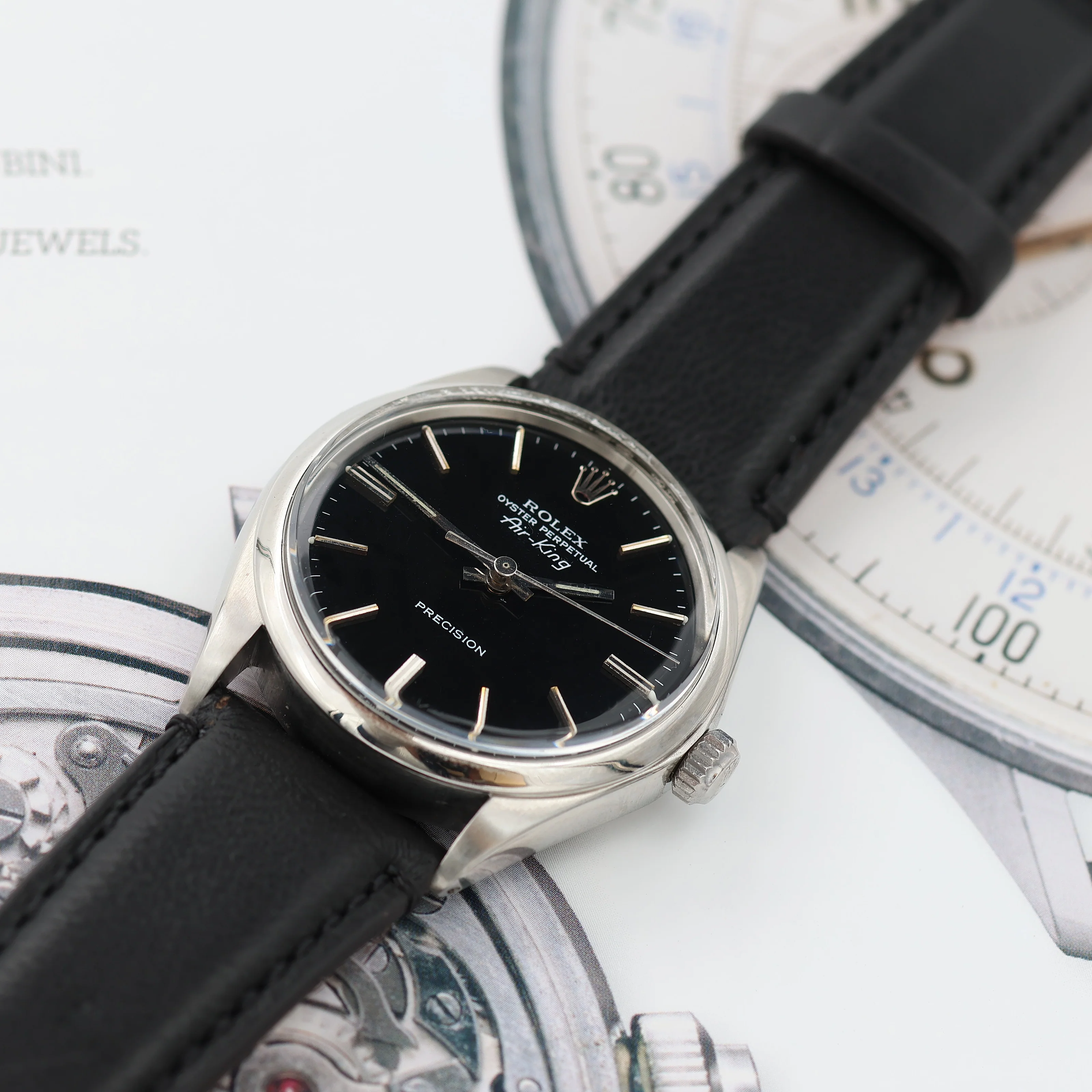 Rolex Air-King ref. 5500 Black dial - Leather strap - Image 2