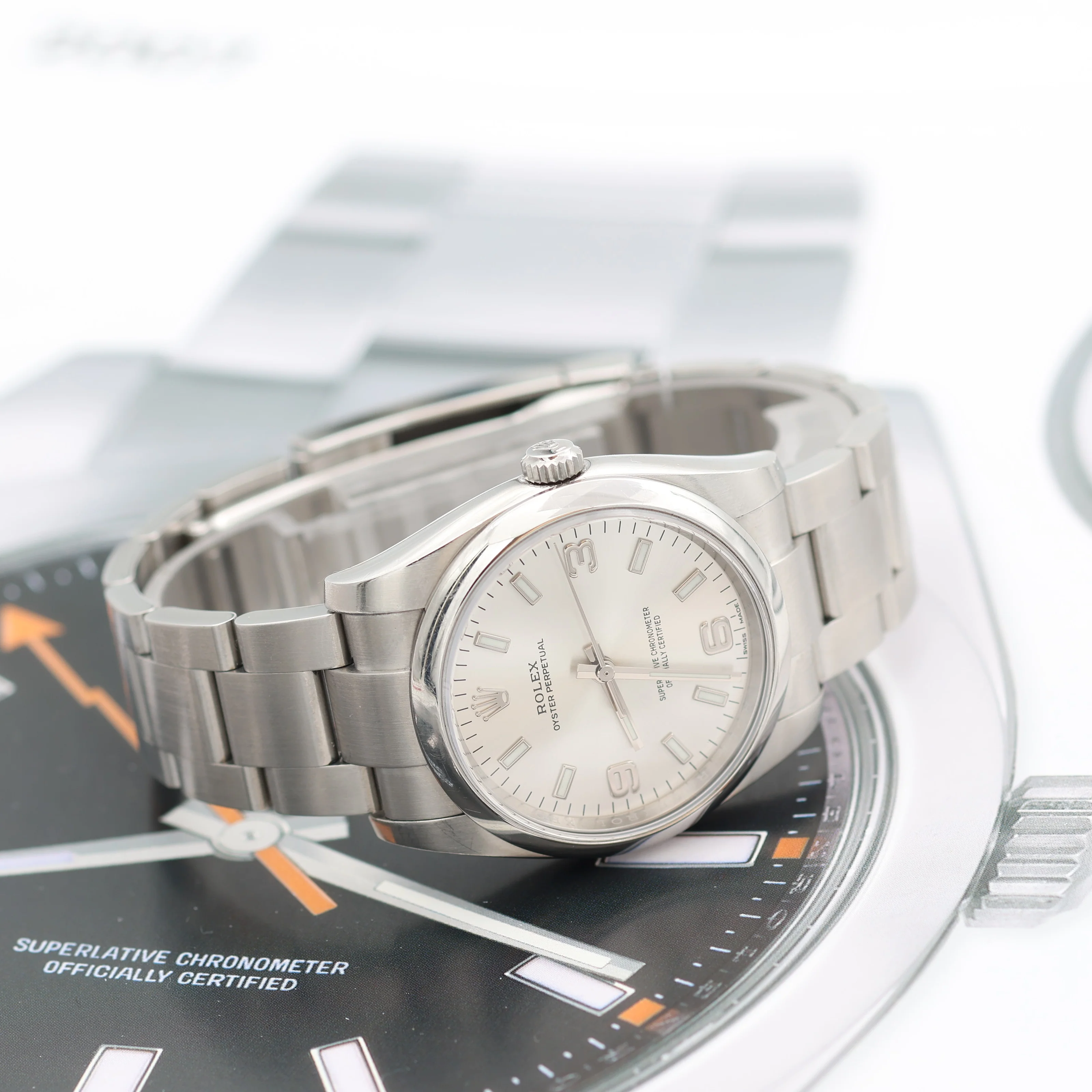 Rolex Oyster Perpetual ref. 114200 Dial Silver 3-6-9 - Full Set - Image 6