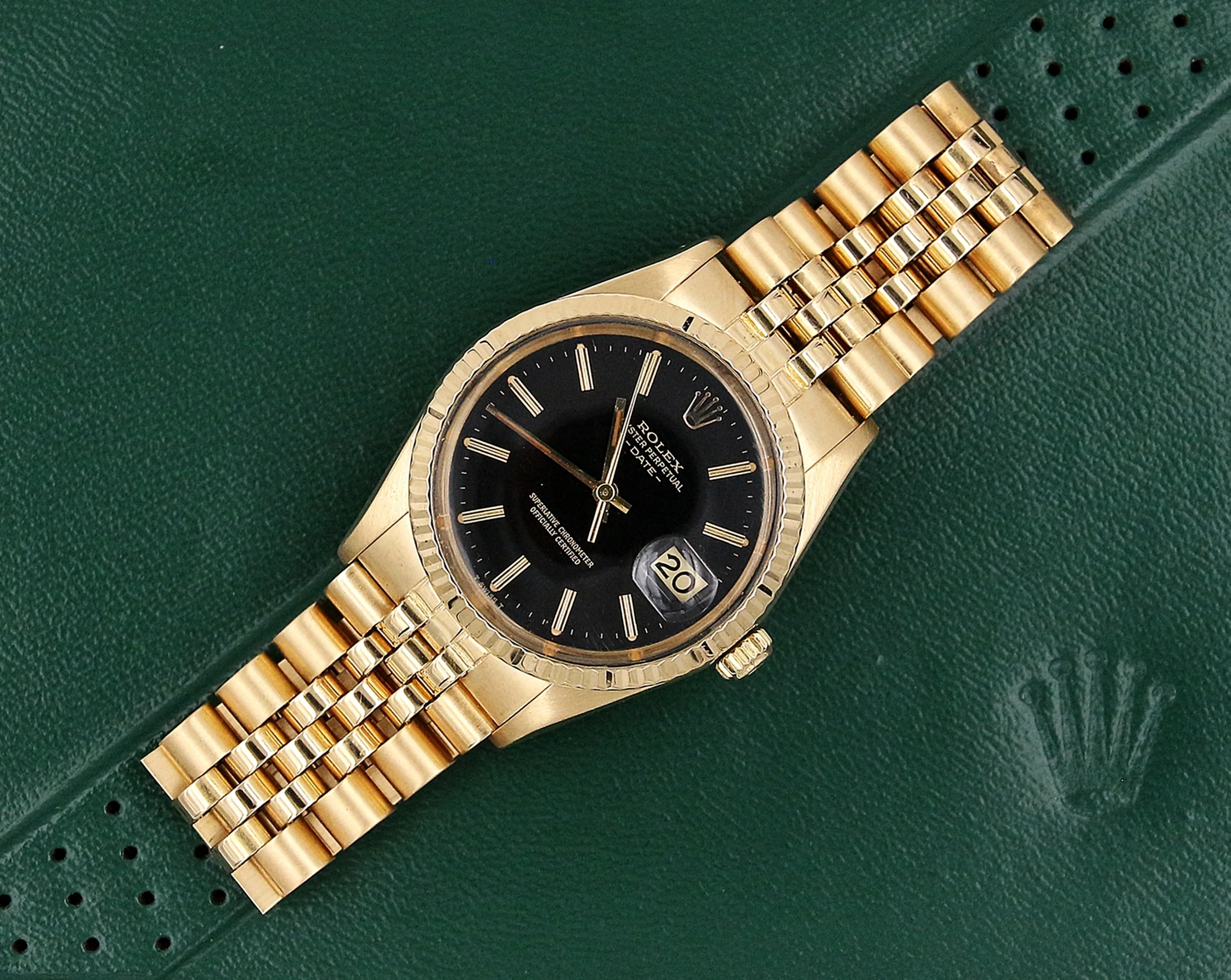 Rolex Date ref. 1503/8 18K Gold Black dial Jubilee bracelet - Image 5