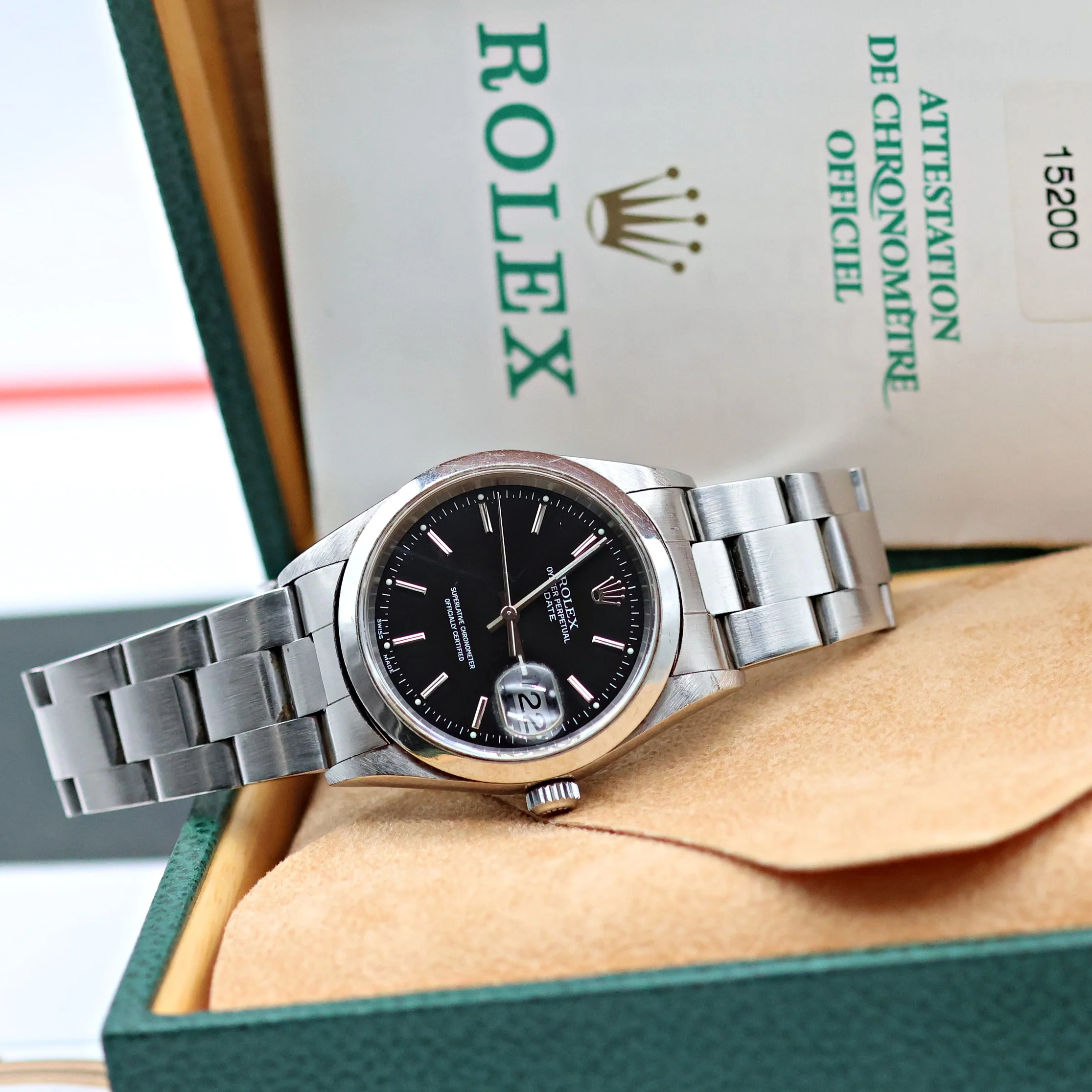 Rolex Date ref. 15200 Black Dial Oyster Bracelet - Full Set - Image 3