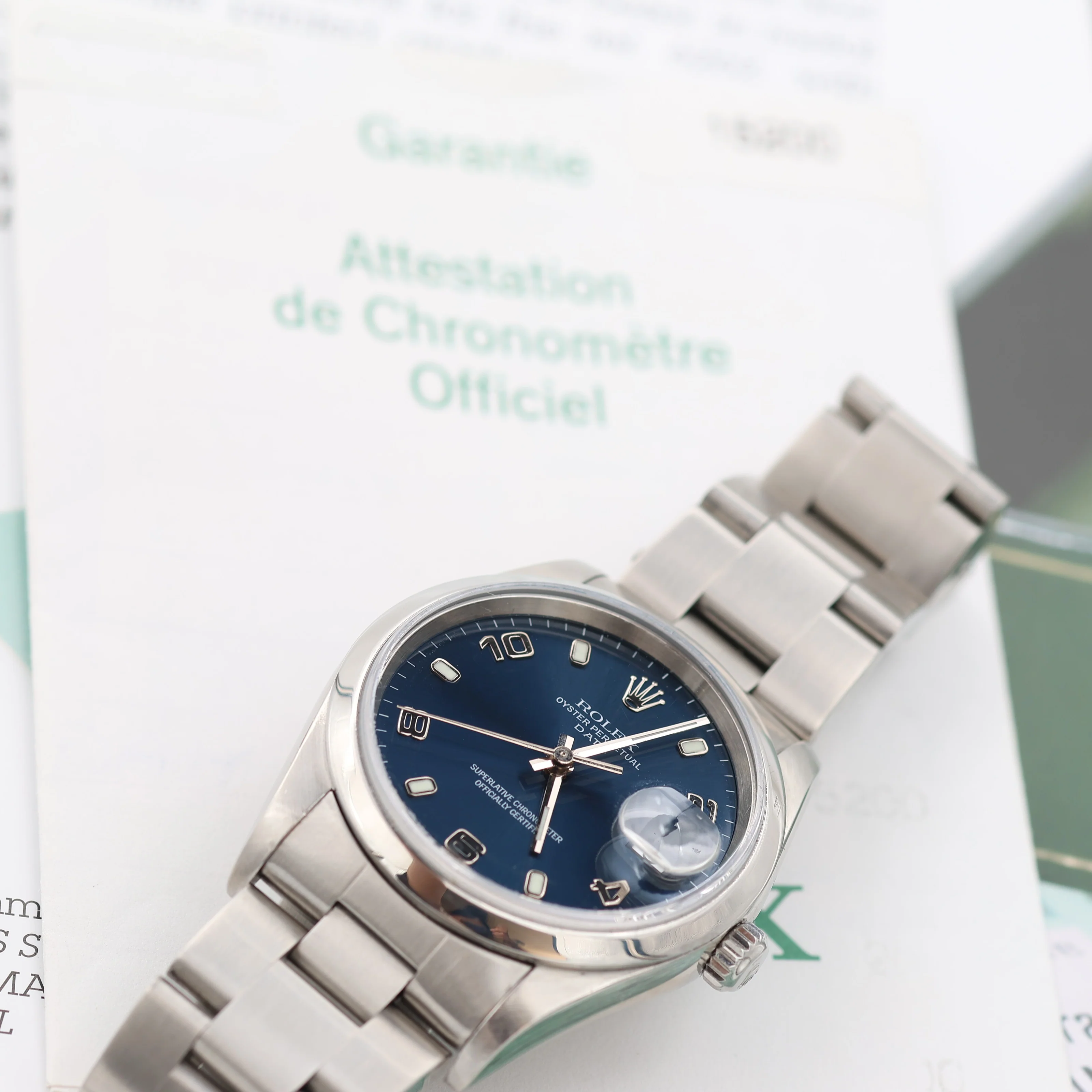 Rolex Date ref. 15200 Blue Arabic Dial Oyster Bracelet - Full Set - Image 5