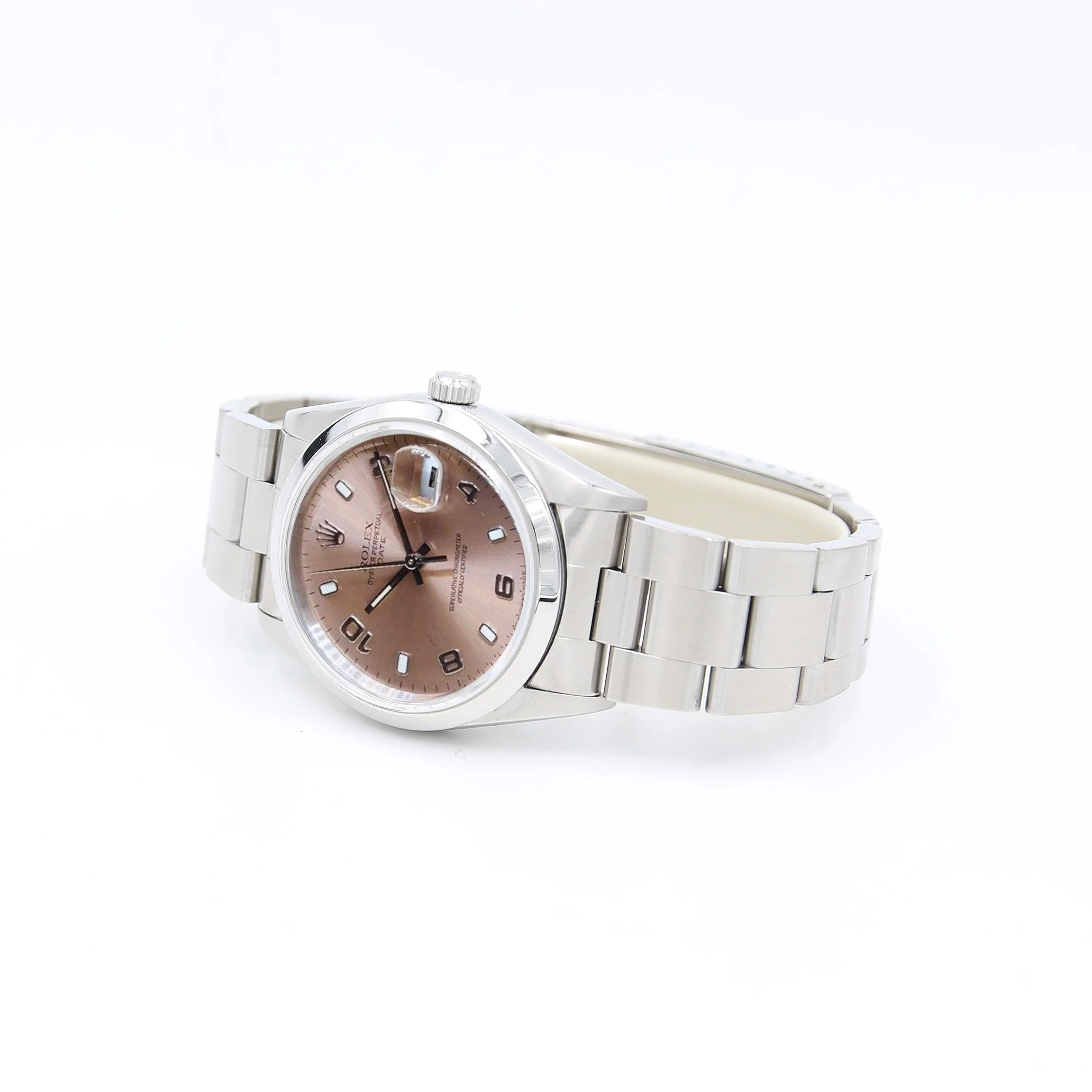Rolex Date ref. 15200 Salmon Arabic Dial Oyster Bracelet - Image 4