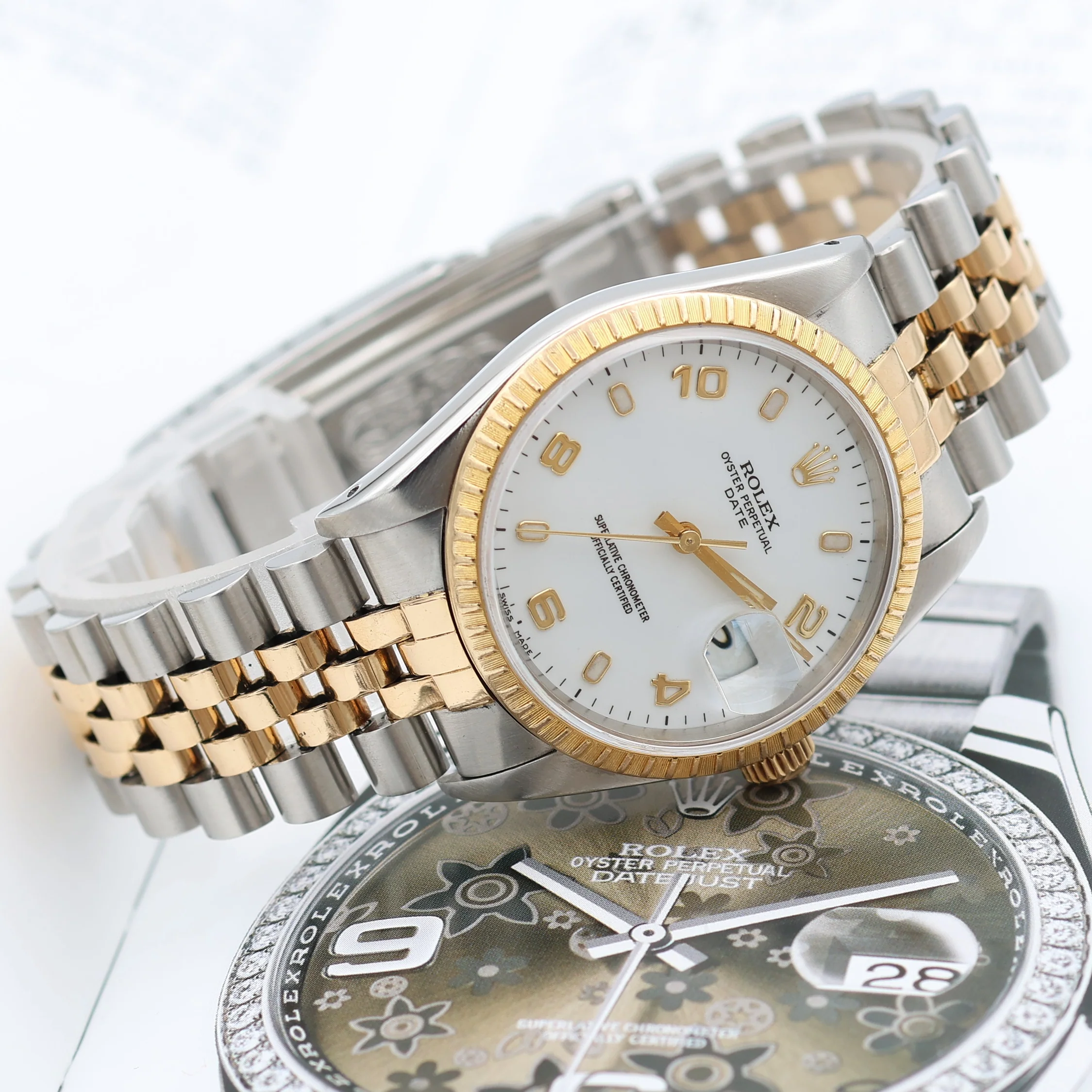 Rolex Oyster Perpetual Date ref. 15223 White Arabic Dial - Jubilee Bracelet - Image 16