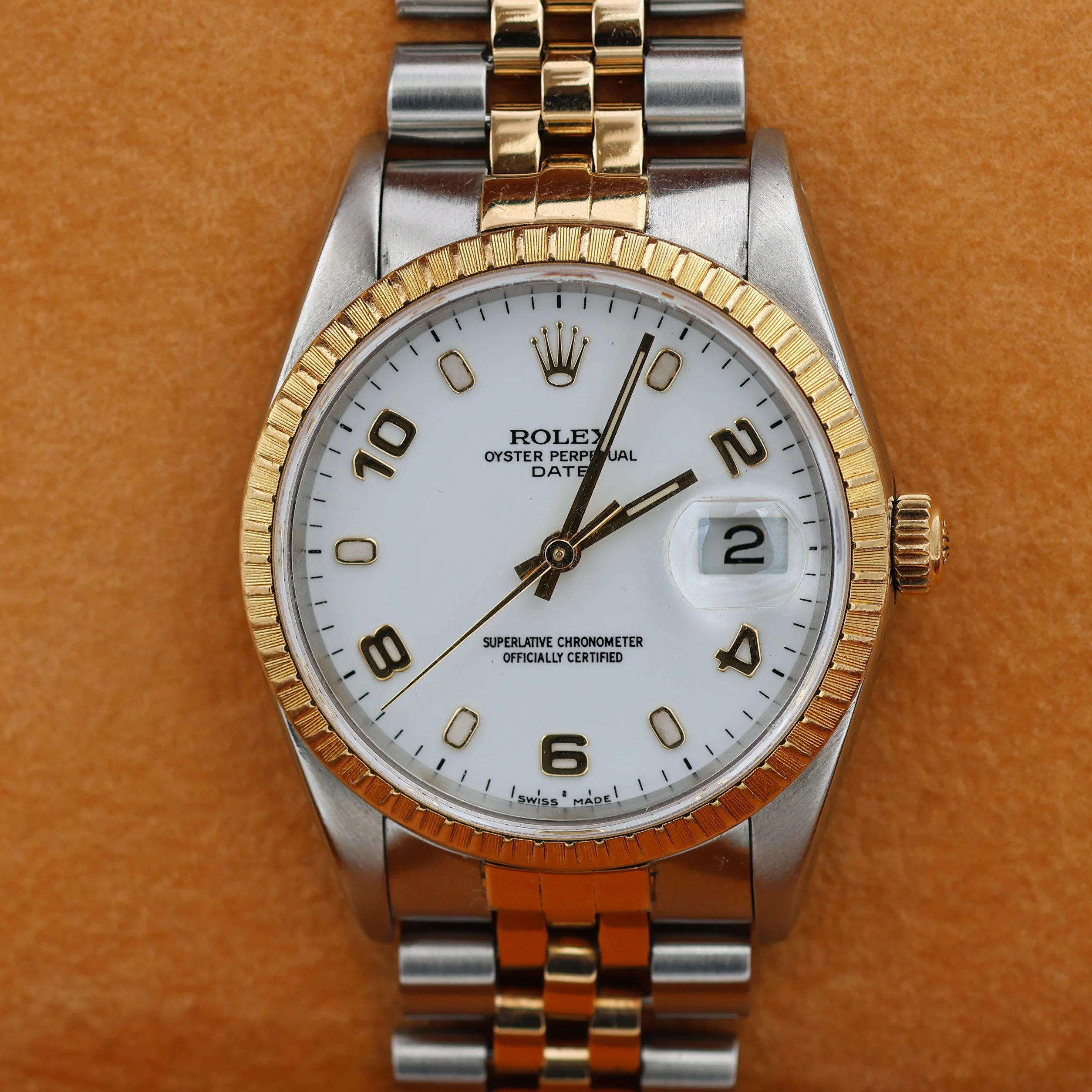 Rolex Oyster Perpetual Date ref. 15223 White Arabic Dial - Jubilee Bracelet - Image 2