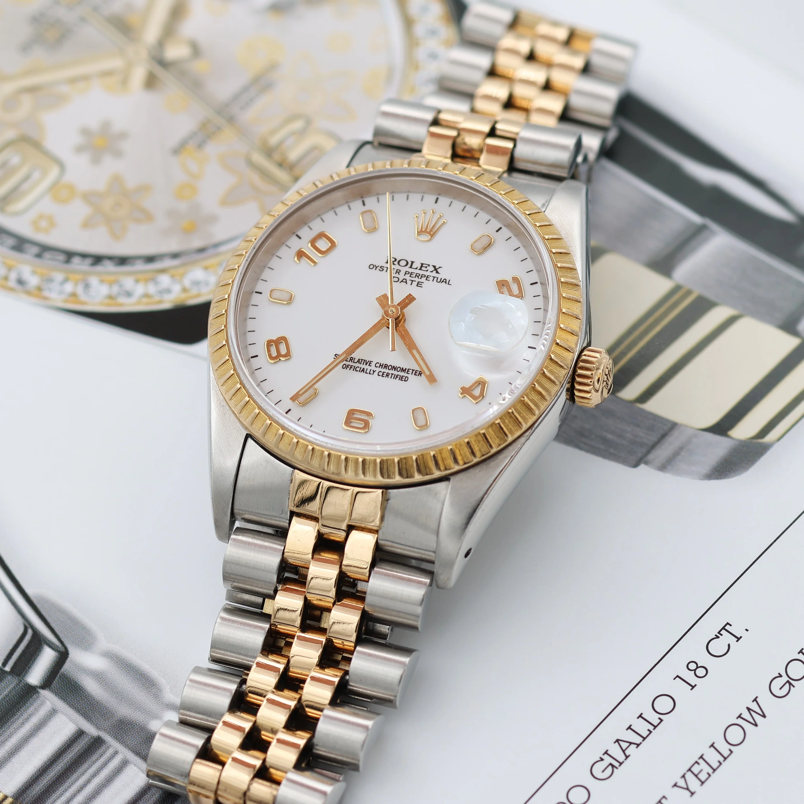 Rolex Oyster Perpetual Date ref. 15223 White Arabic Dial - Jubilee Bracelet - Image 5