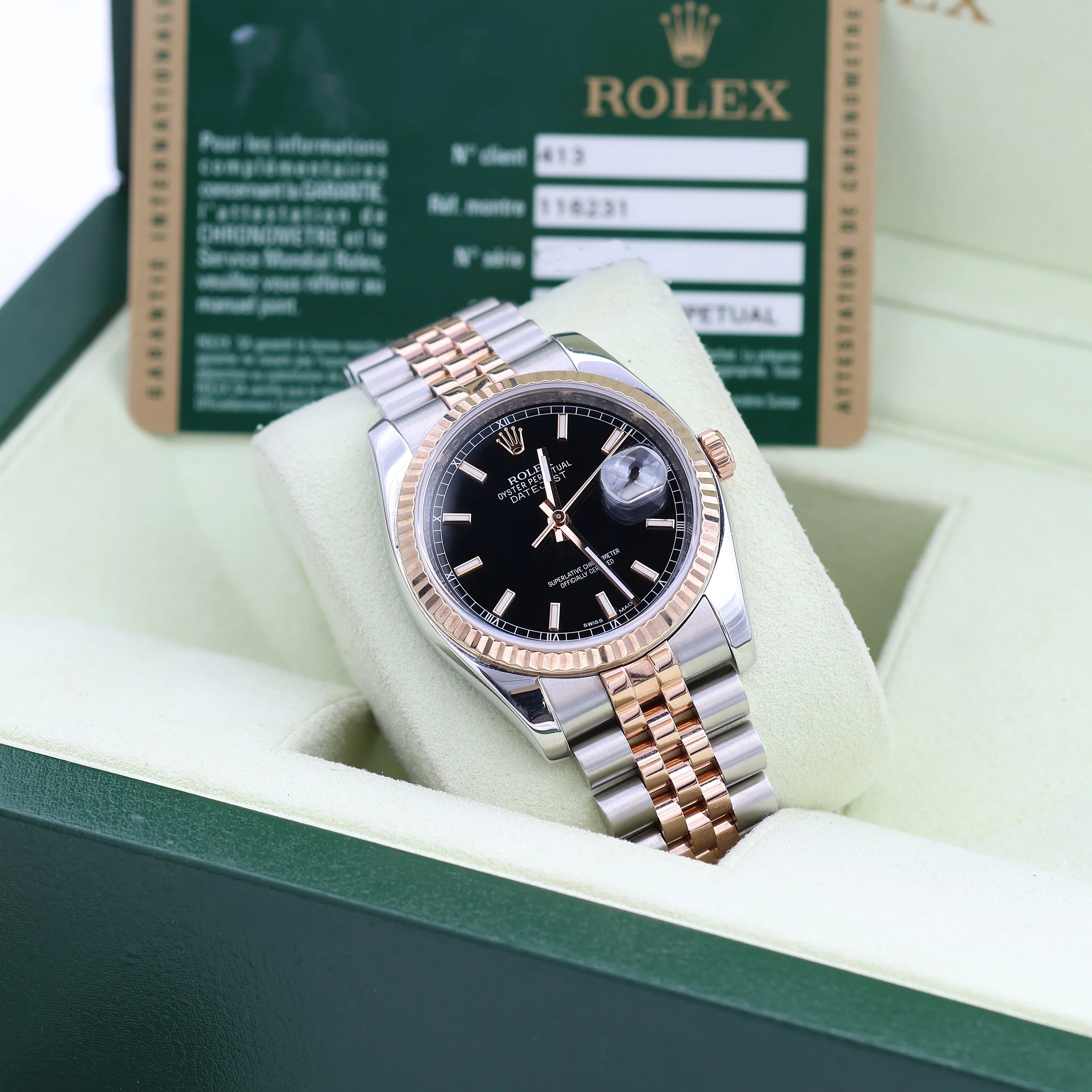 Rolex Datejust 36 ref. 116231 Black Dial - Steel/Rose Gold Jubilee - Full Set - Image 3