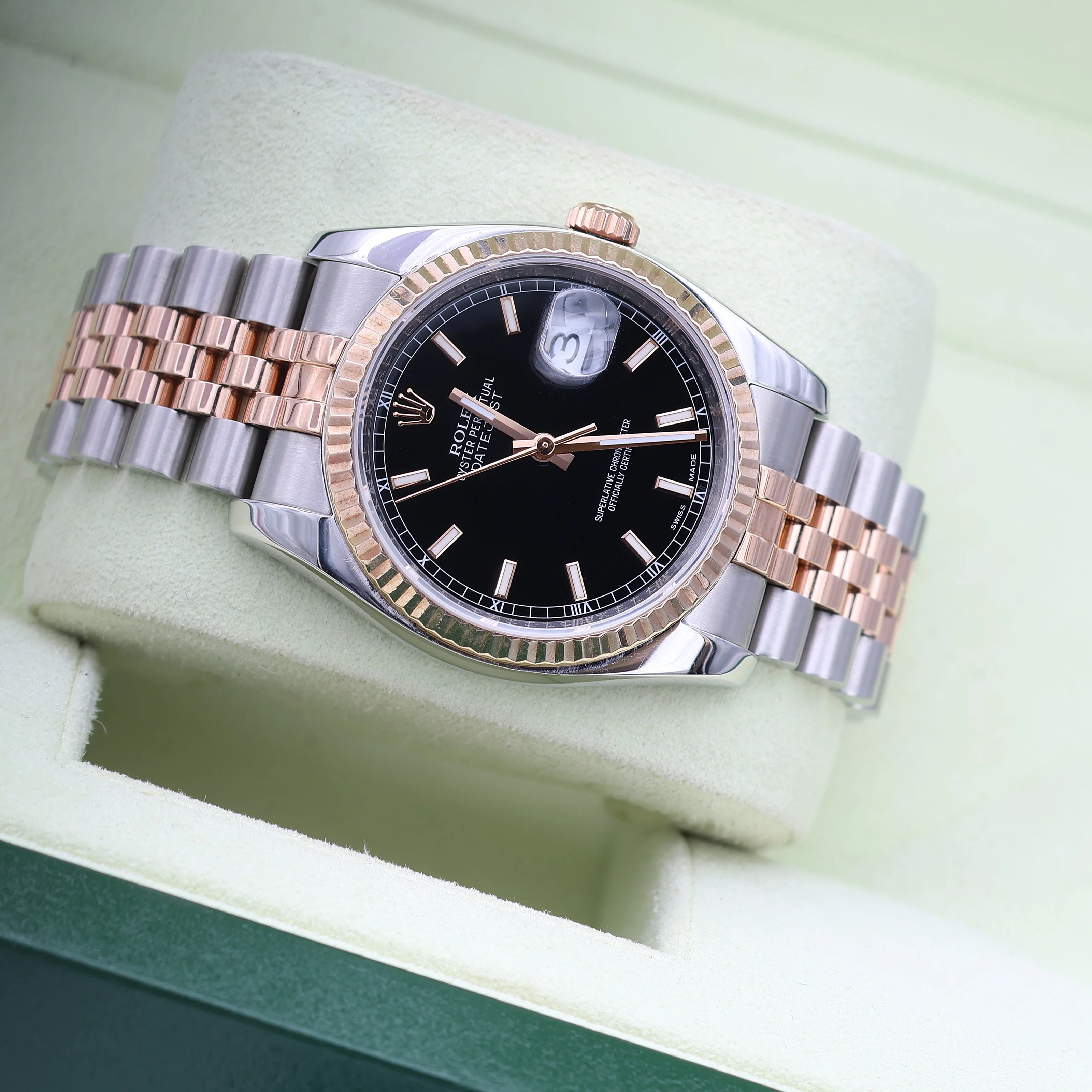Rolex Datejust 36 ref. 116231 Black Dial - Steel/Rose Gold Jubilee - Full Set - Image 4
