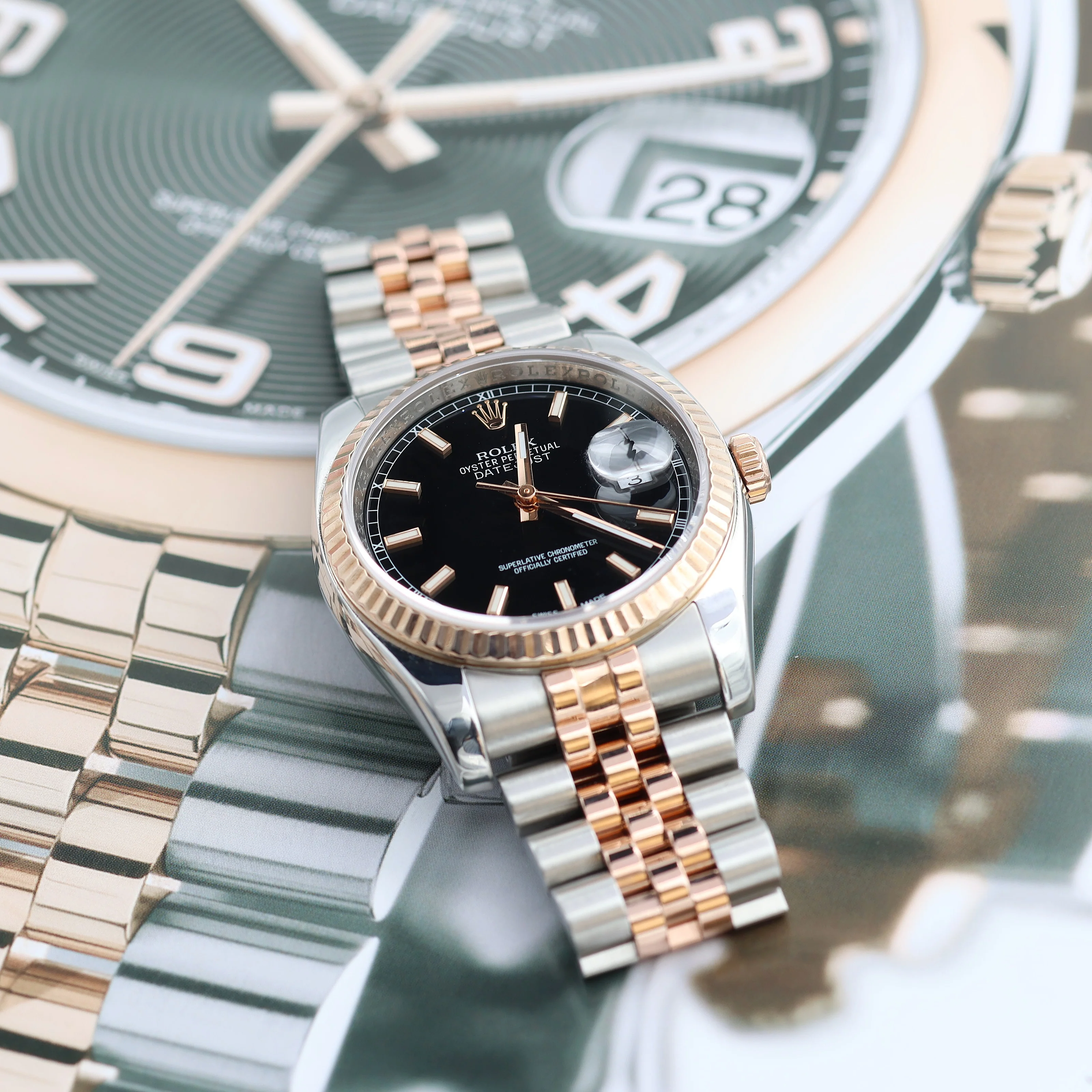 Rolex Datejust 36 ref. 116231 Black Dial - Steel/Rose Gold Jubilee - Full Set - Image 5