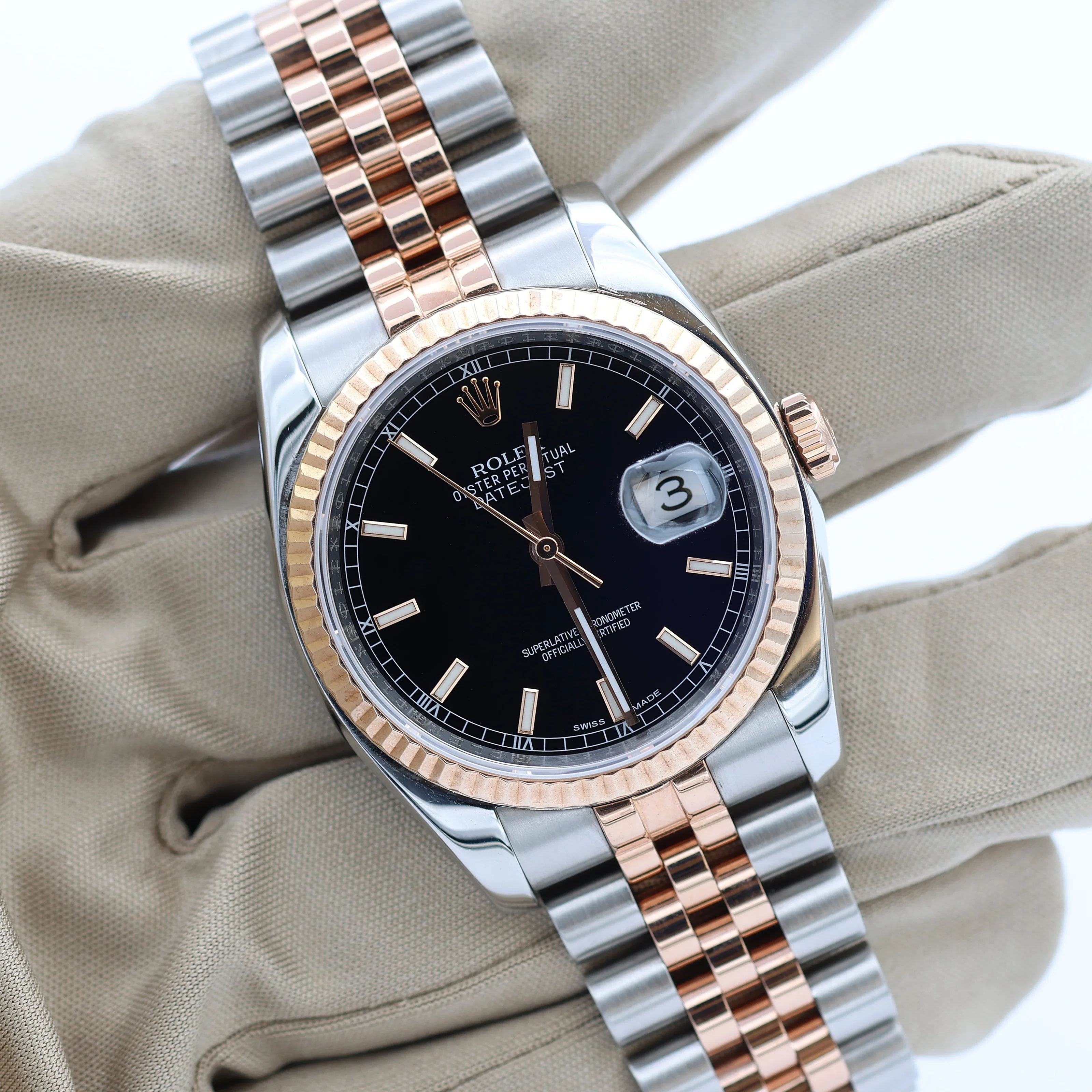 Rolex Datejust 36 ref. 116231 Black Dial - Steel/Rose Gold Jubilee - Full Set - Image 6
