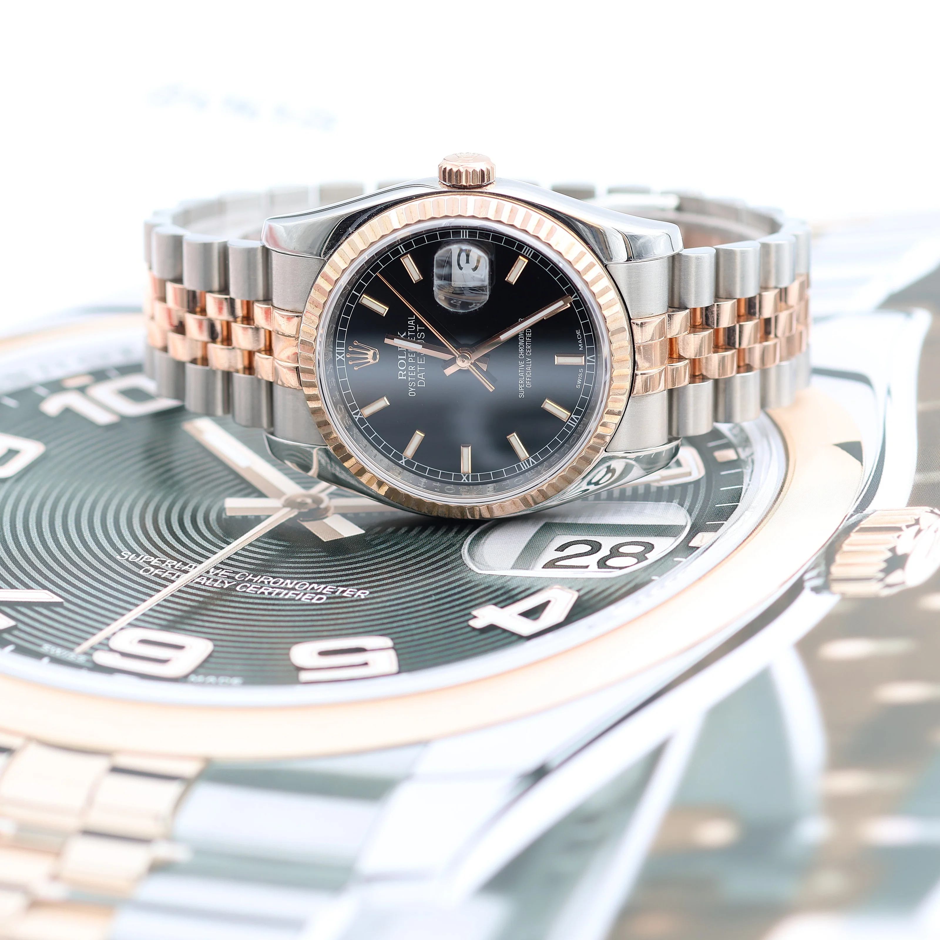 Rolex Datejust 36 ref. 116231 Black Dial - Steel/Rose Gold Jubilee - Full Set - Image 7