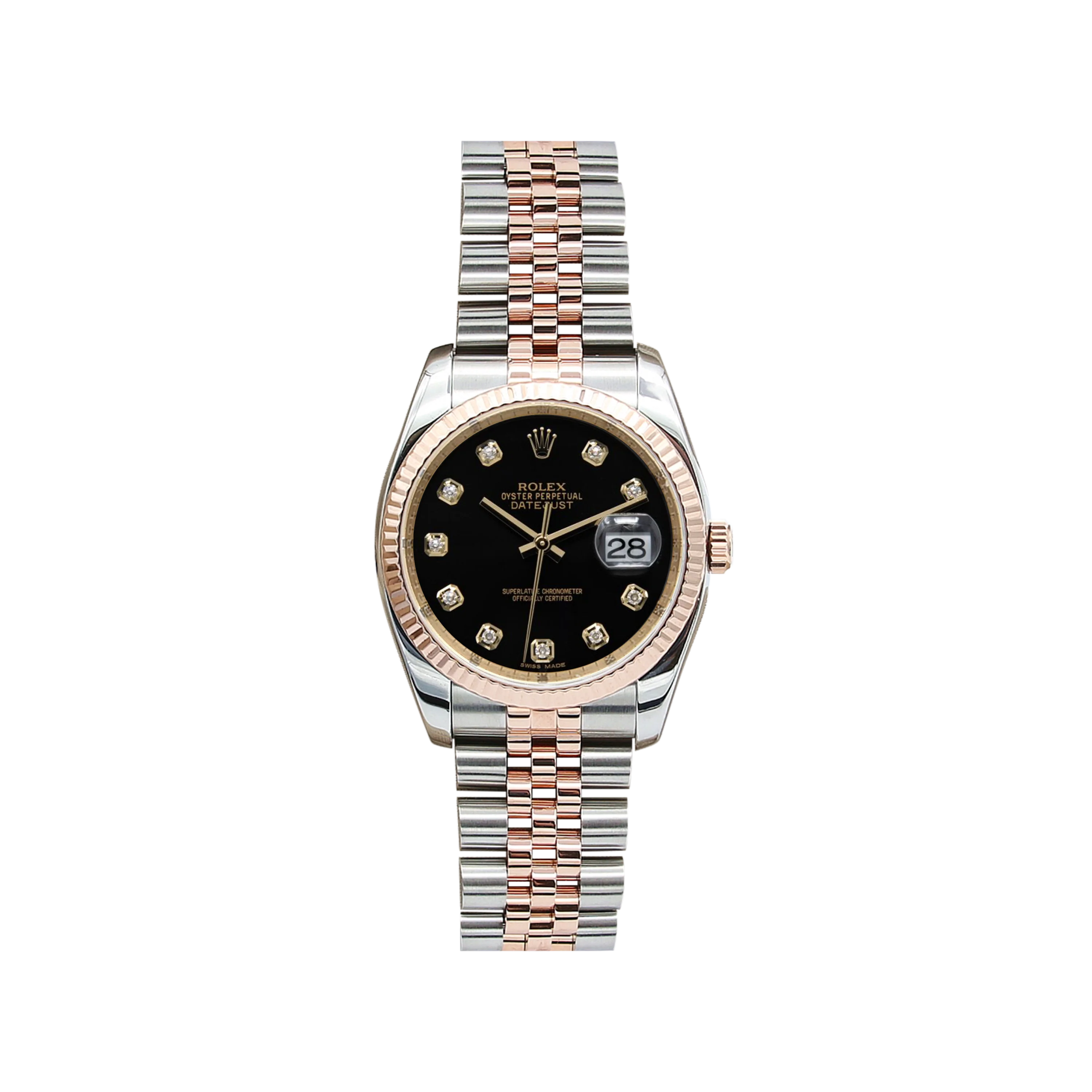 Rolex Datejust 36 ref. 116231 Black Diamonds Dial - Steel/Rose Gold Jubilee - Full Set