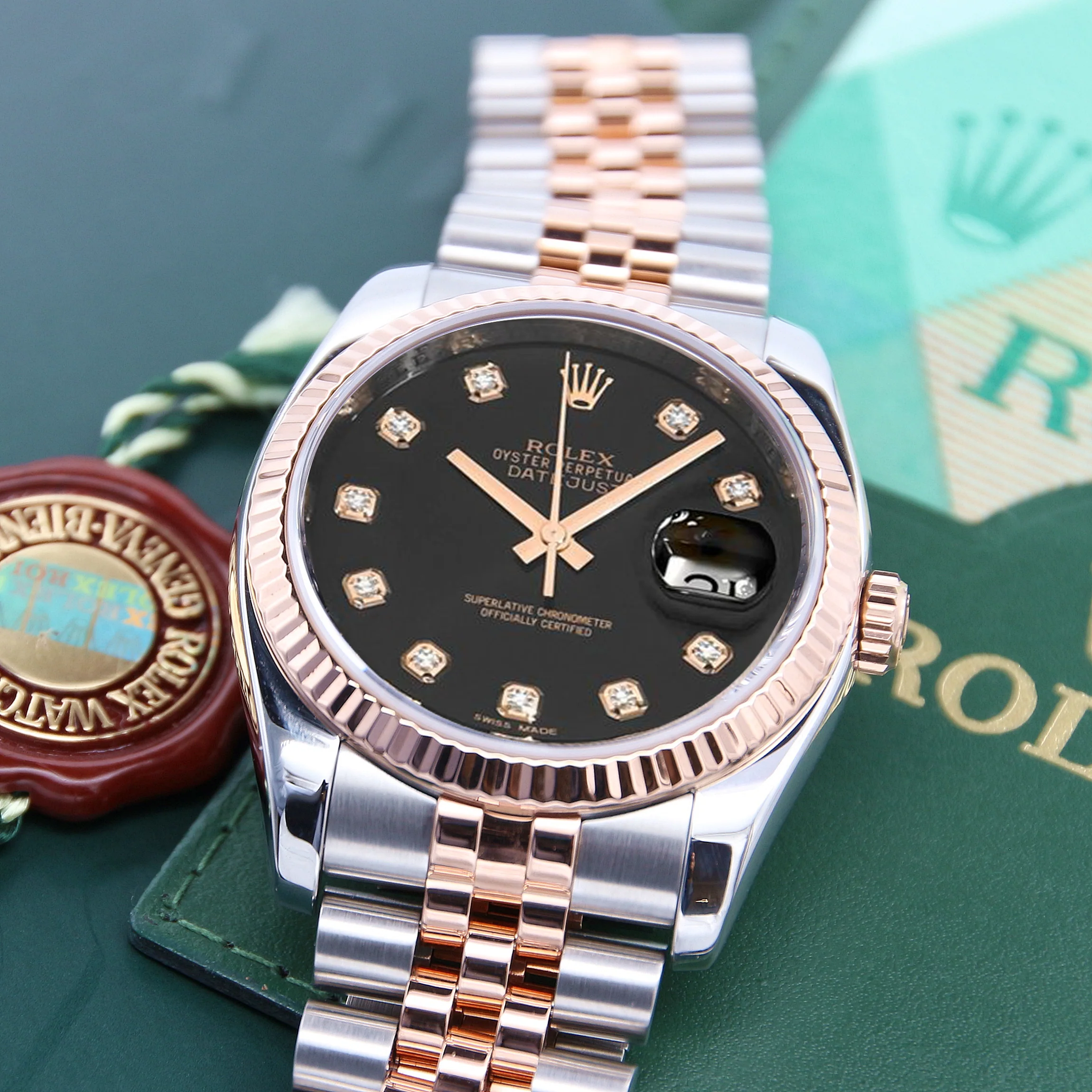 Rolex Datejust 36 ref. 116231 Black Diamonds Dial - Steel/Rose Gold Jubilee - Full Set - Image 4