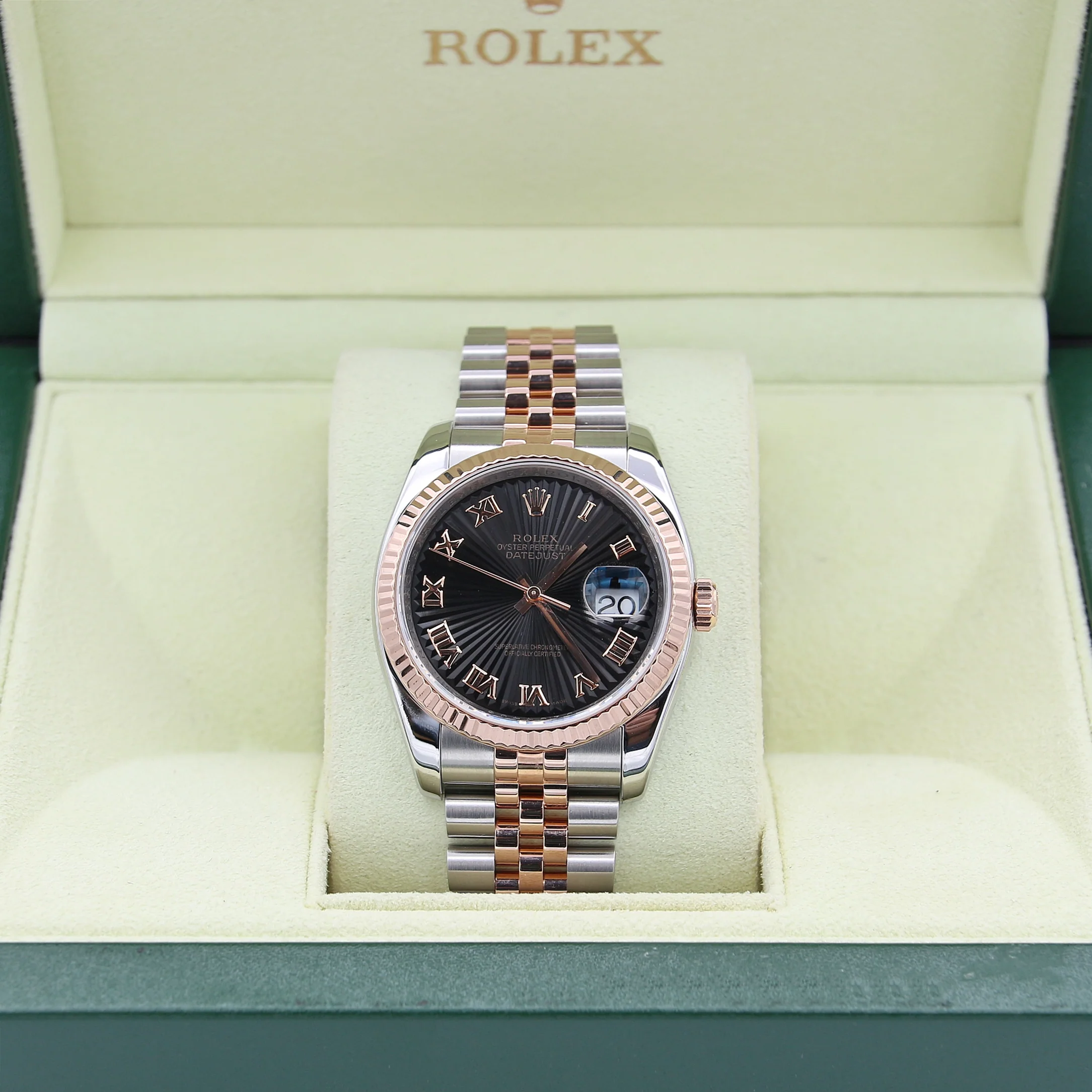 Rolex Datejust 36 ref. 116231 Black Roman Dial - Steel/Rose Gold Jubilee - Full Set - Image 5