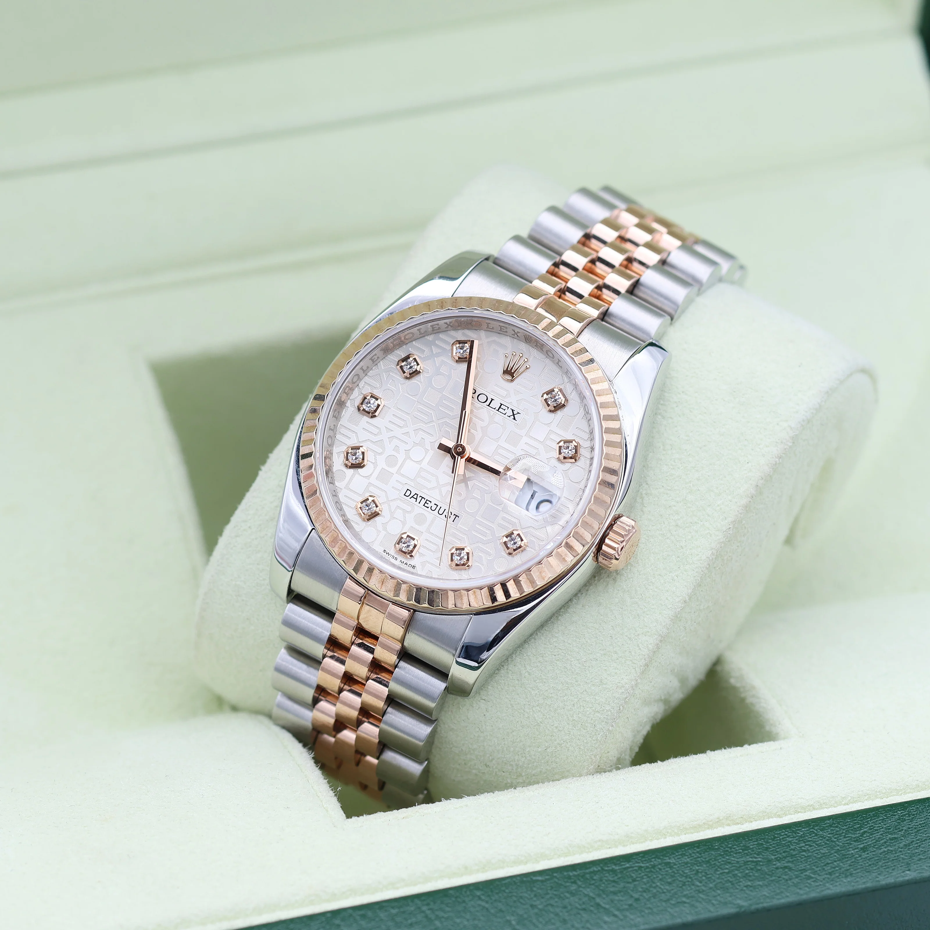 Rolex Datejust 36 ref. 116231 Millennary Diamonds Dial - Steel/Rose Gold Jubilee - Full Set