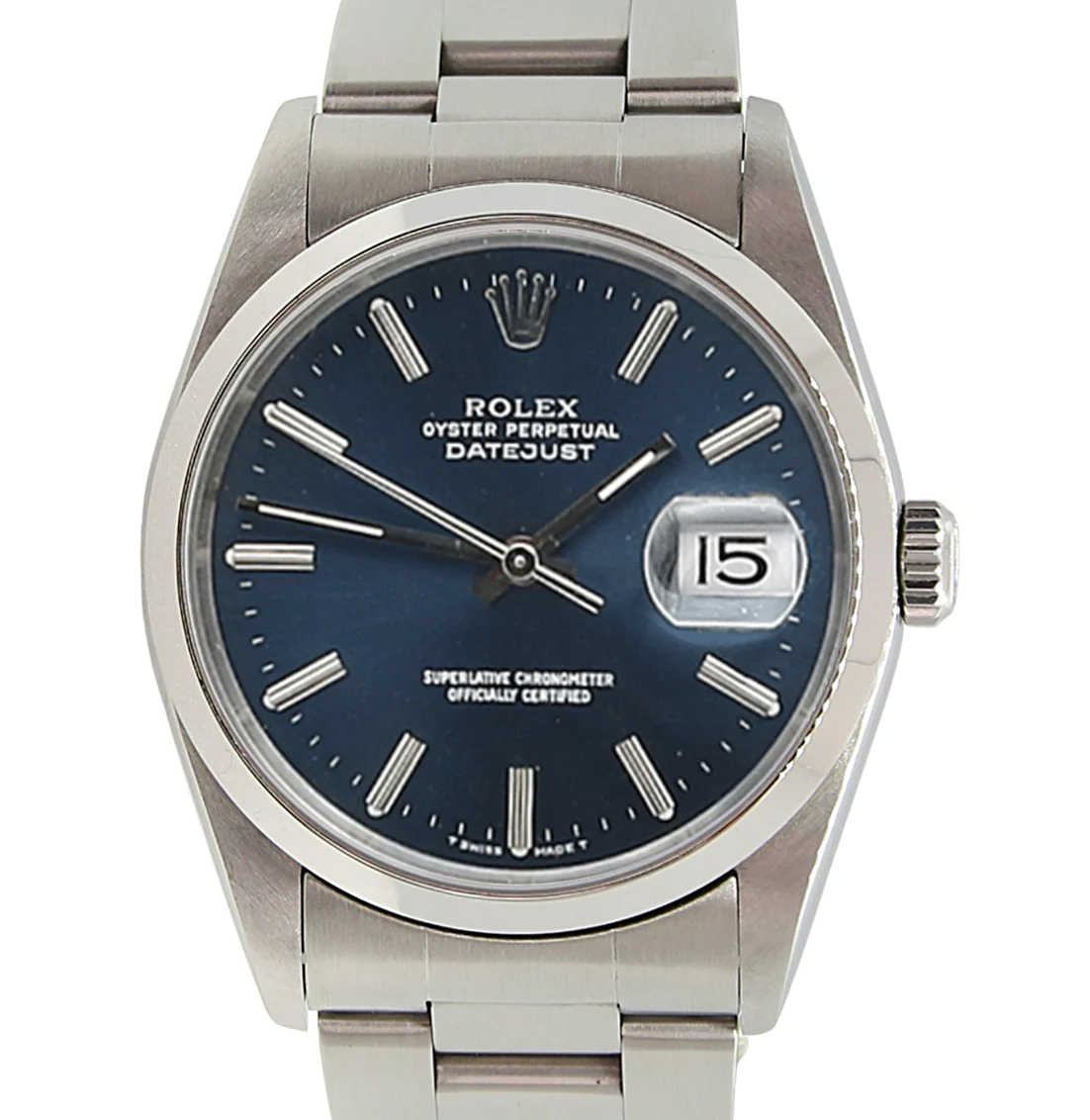 Rolex Datejust 36 ref. 16200 Blue Soleil Dial Oyster Bracelet - Image 4