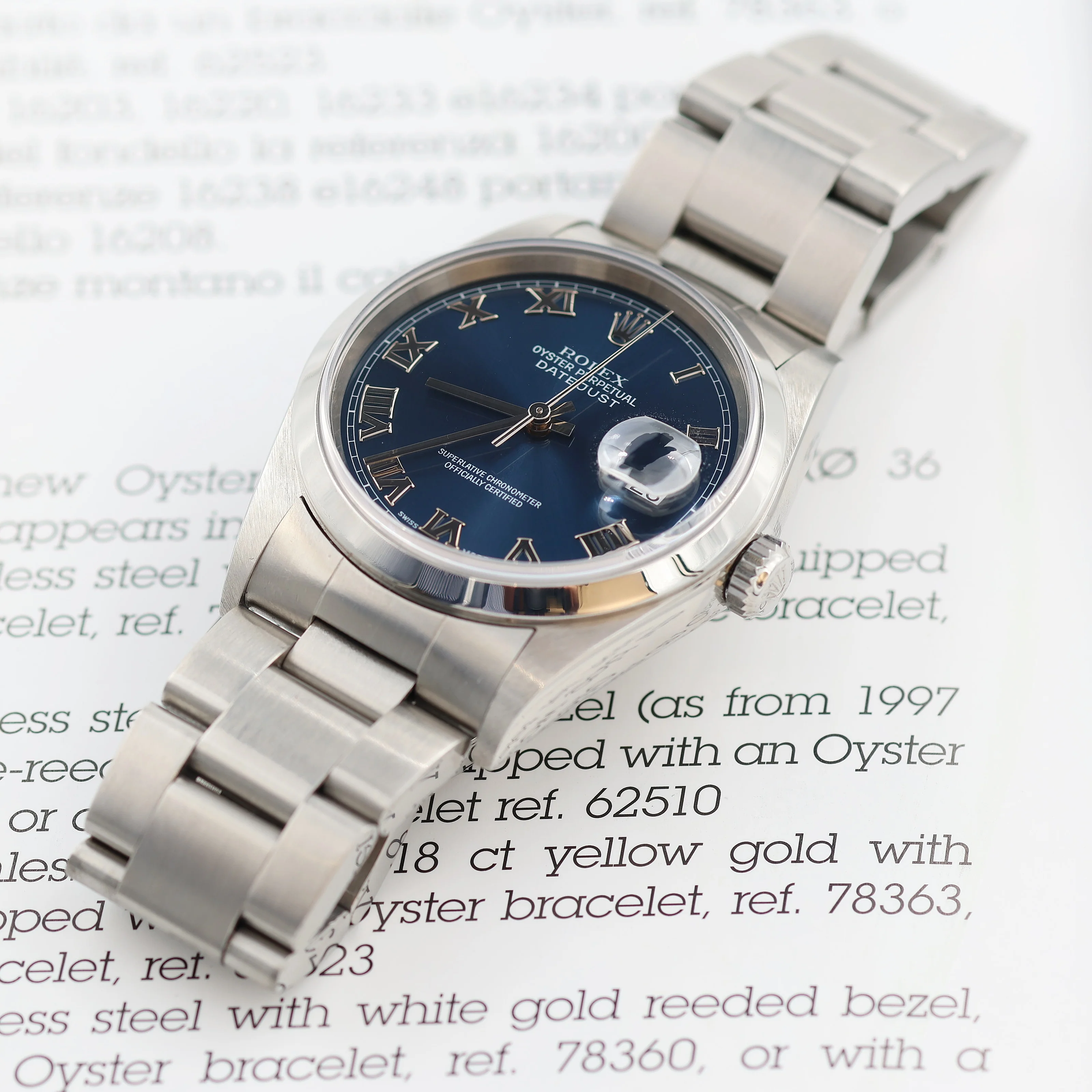 ON SALE: Rolex Datejust 36 ref. 16200 Blue Roman Dial - Oyster - Full Set - Image 12