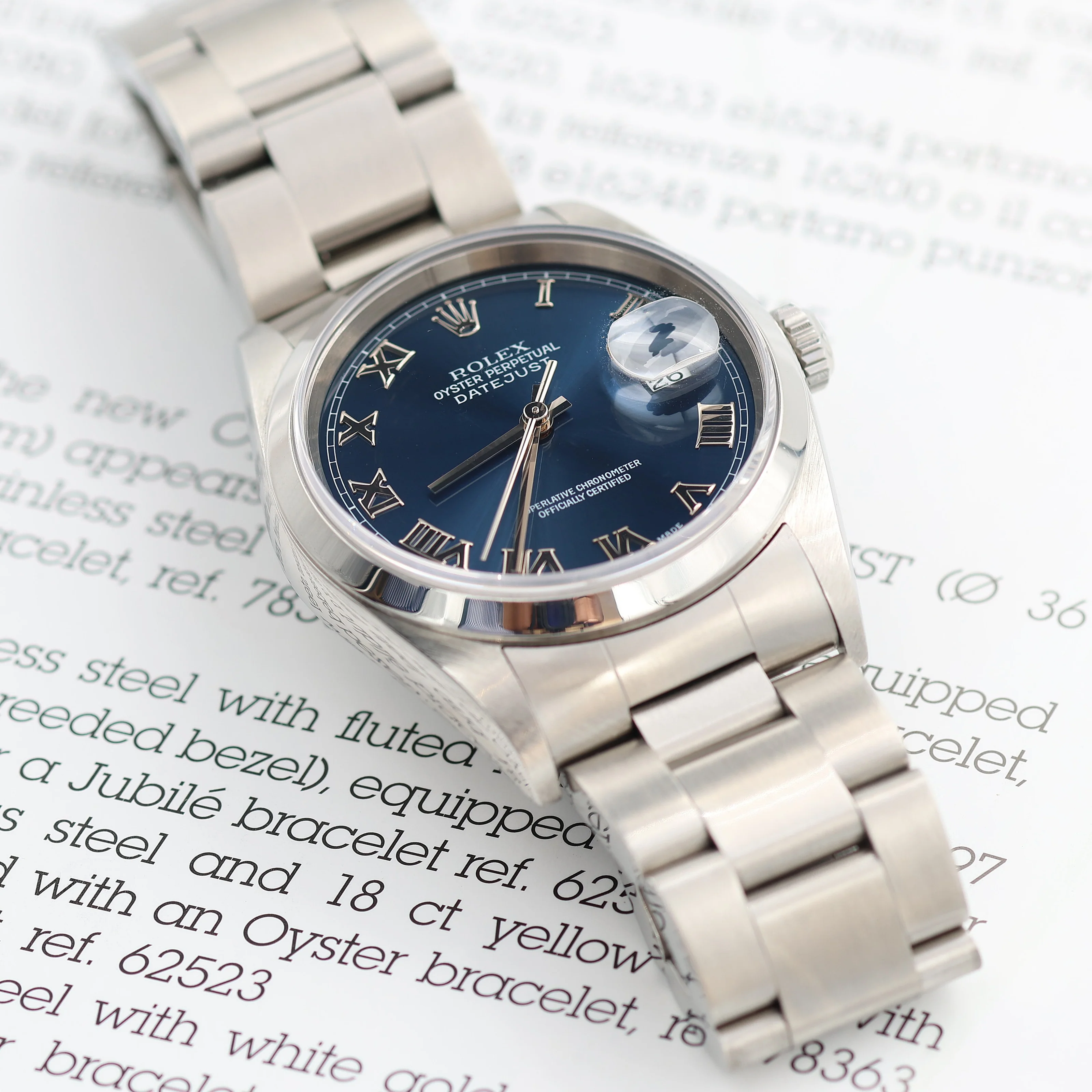 ON SALE: Rolex Datejust 36 ref. 16200 Blue Roman Dial - Oyster - Full Set - Image 13