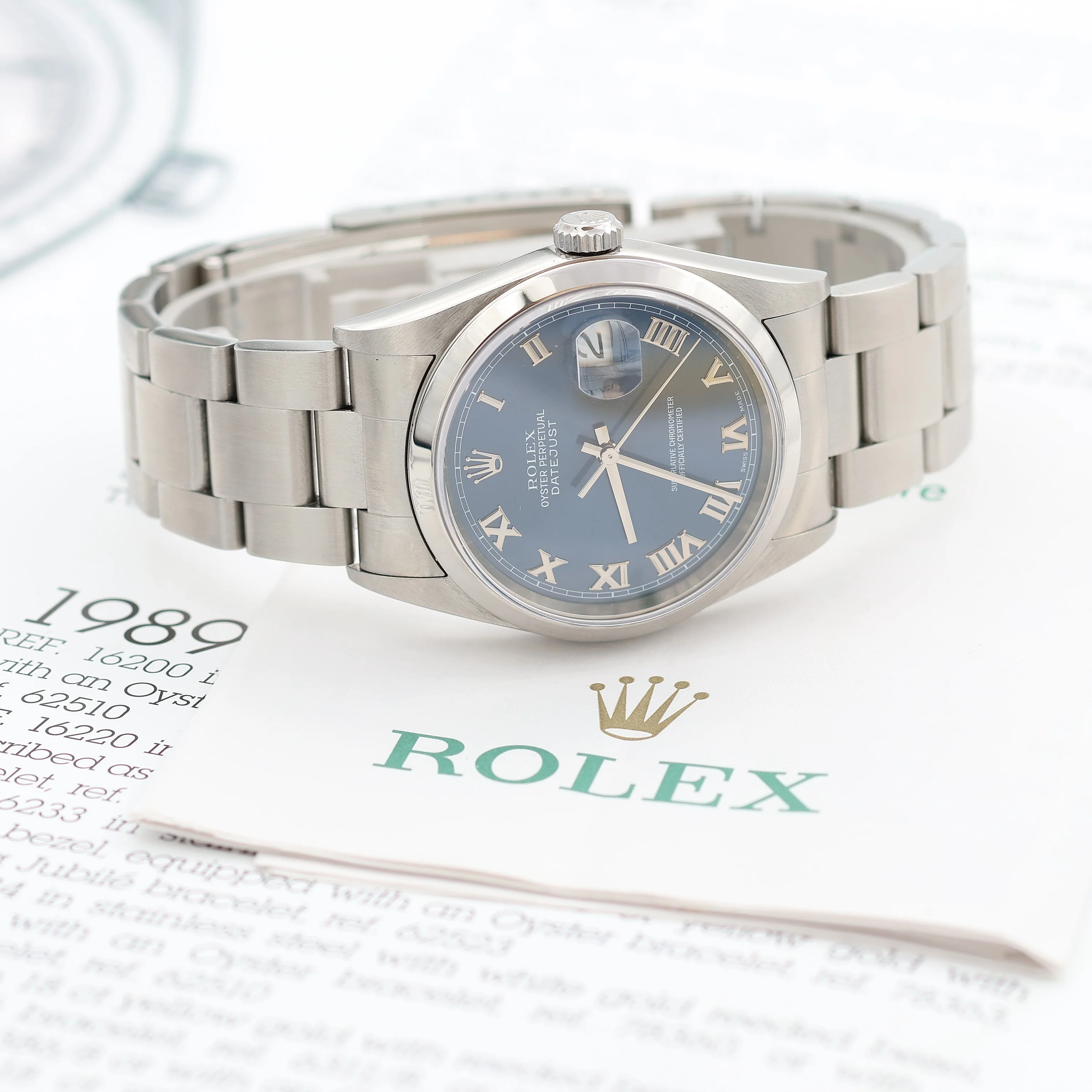 ON SALE: Rolex Datejust 36 ref. 16200 Blue Roman Dial - Oyster - Full Set - Image 14