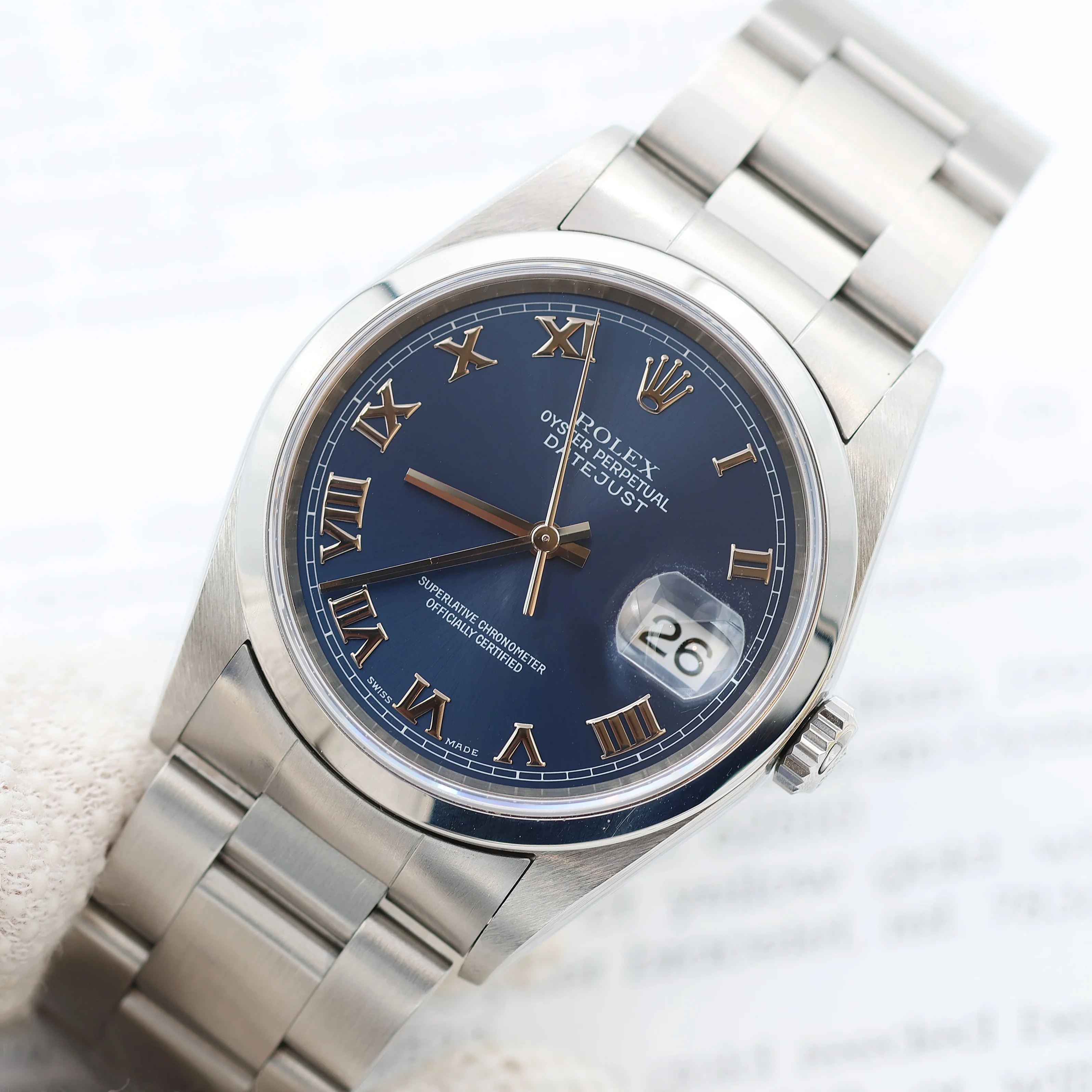 ON SALE: Rolex Datejust 36 ref. 16200 Blue Roman Dial - Oyster - Full Set - Image 9