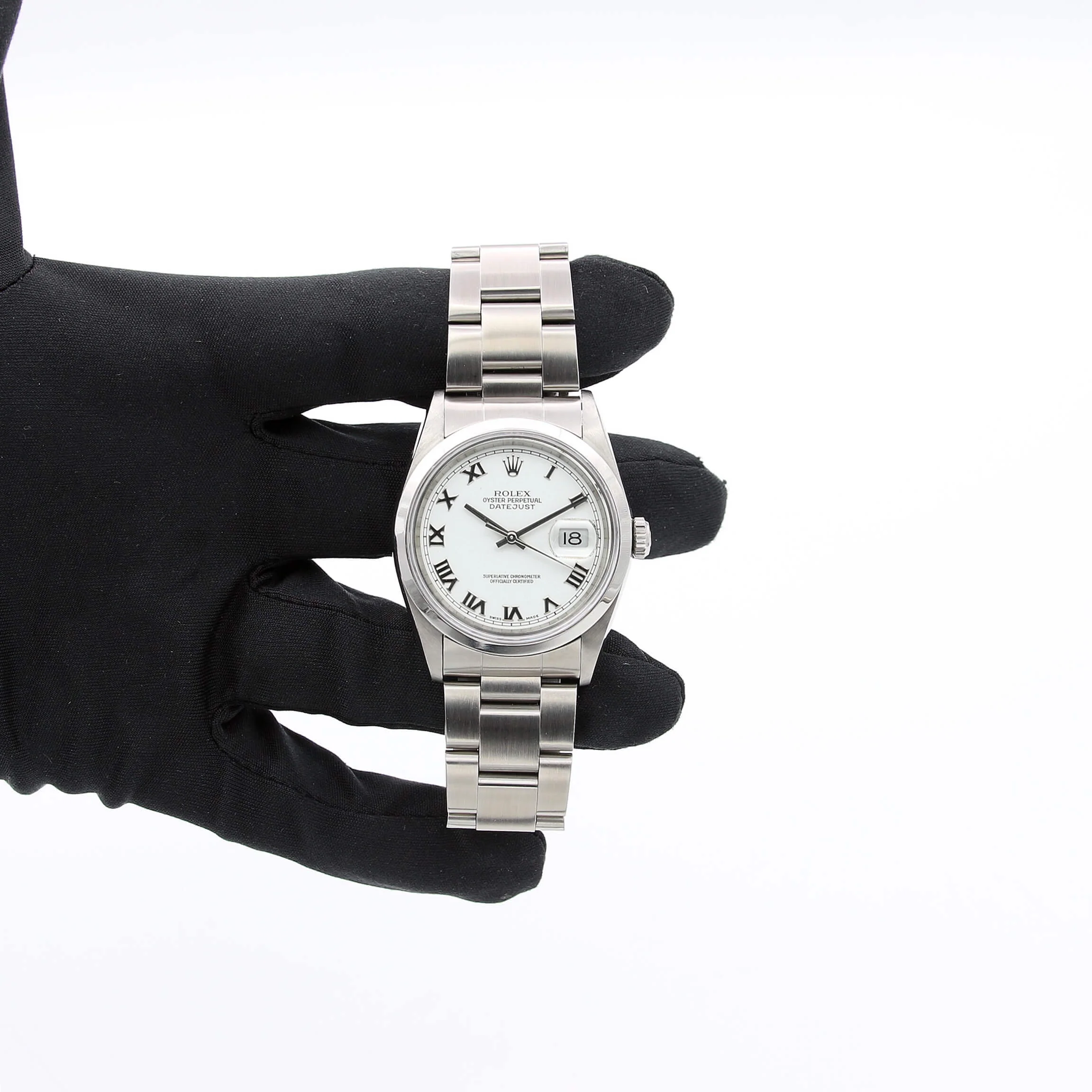 Rolex Datejust 36 ref. 16200 - White Big Roman Dial Oyster Bracelet - Full Set - Image 2