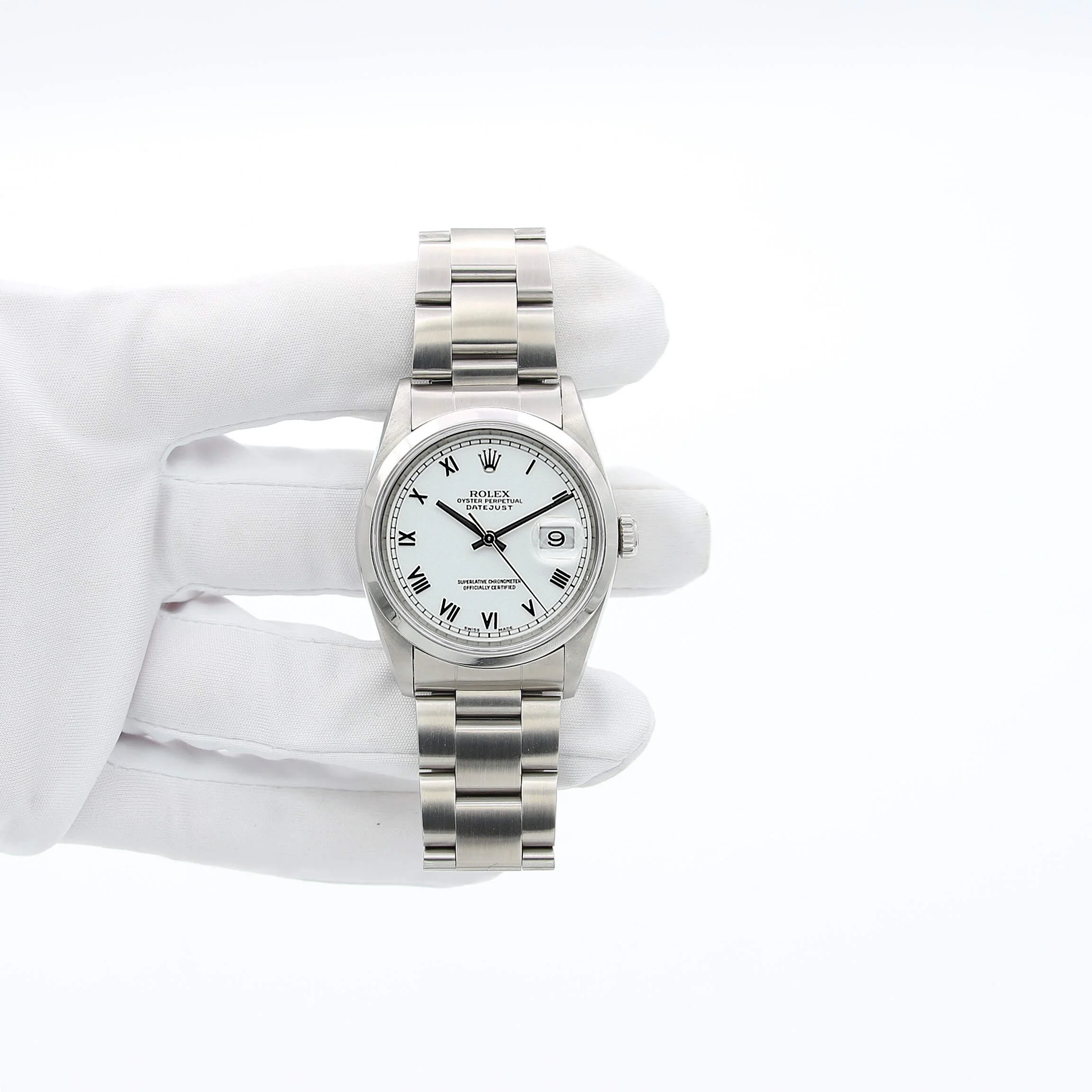 Rolex Datejust 36 ref. 16200 - White Small Roman Dial Oyster Bracelet - Full Set - Image 2
