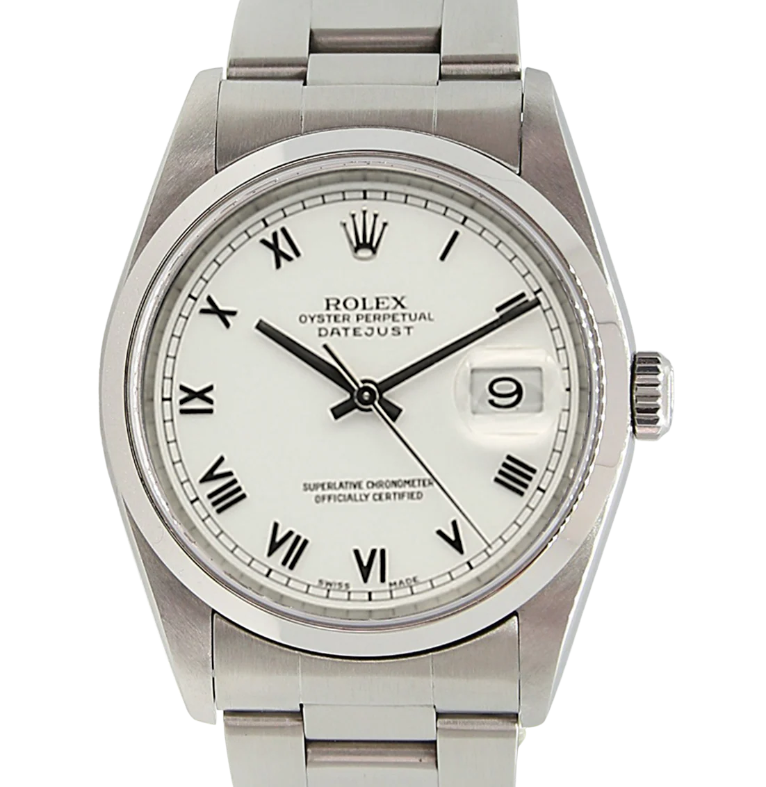 Rolex Datejust 36 ref. 16200 - White Small Roman Dial Oyster Bracelet - Full Set - Image 4