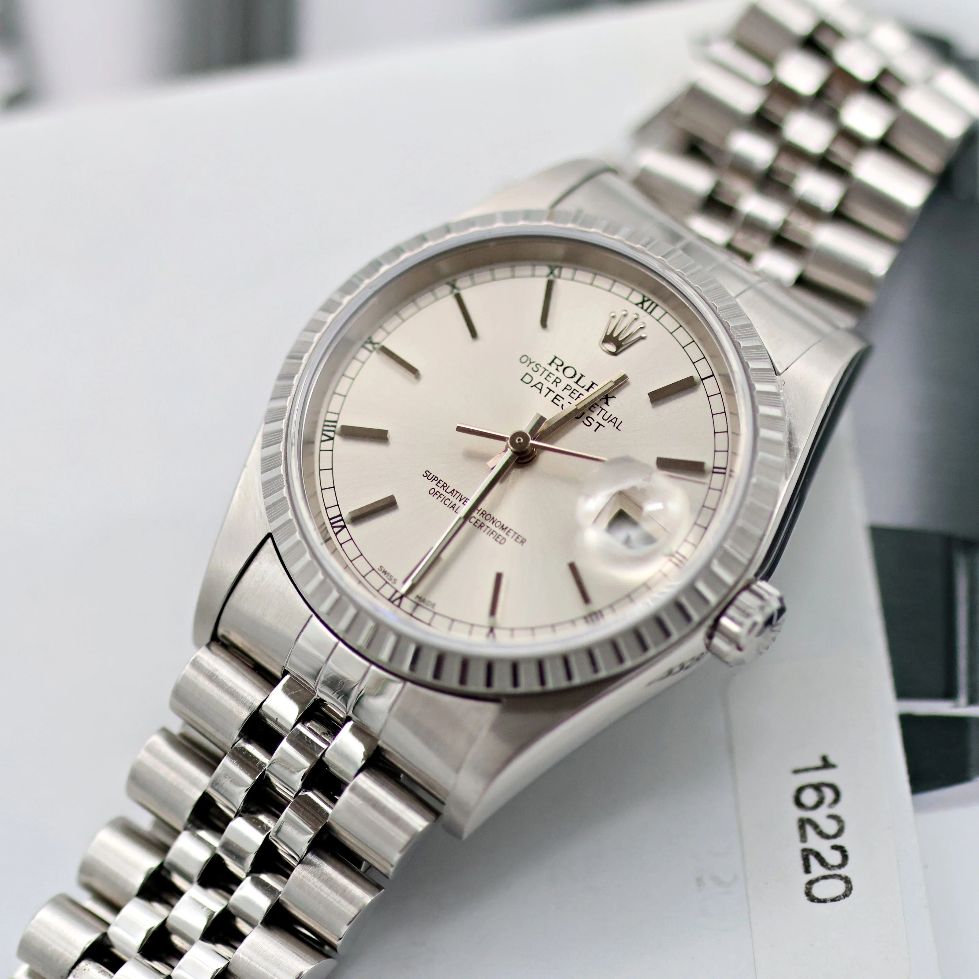 Rolex Datejust 36 ref. 16220 Silver Dial (Circle hours dial) - Jubilee - Full Set - Image 12