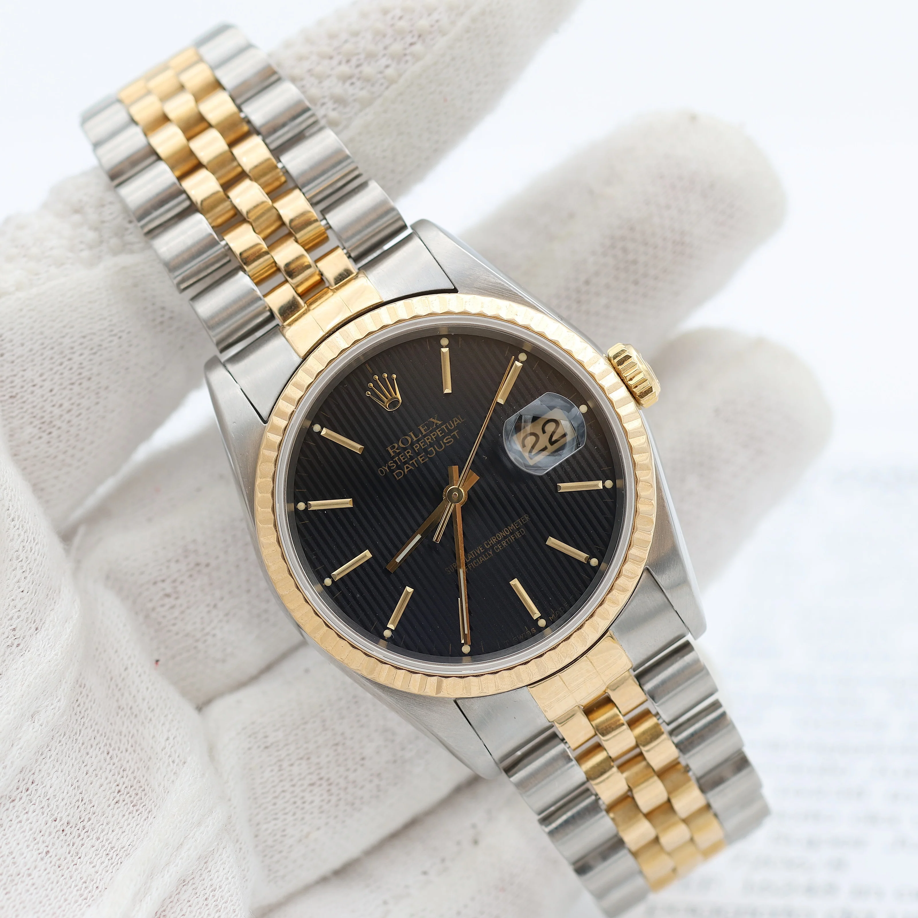 Rolex Datejust 36 ref. 16233 Black Tapestry dial - Jubilee Bracelet - Full Set - Image 12