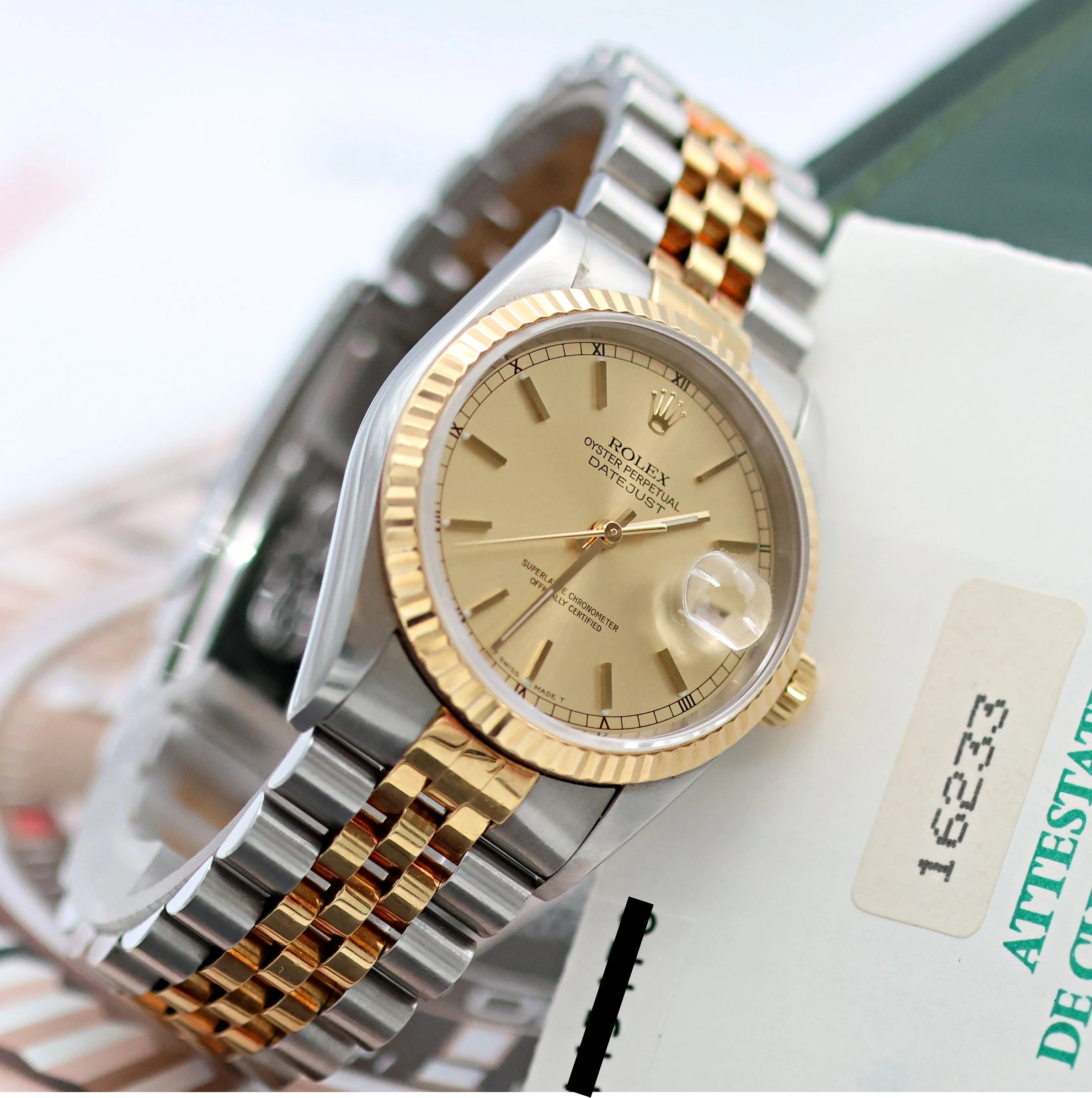 Rolex Datejust 36 ref. 16233 Champagne Circle dial - Jubilee Bracelet - Full Set - Image 14
