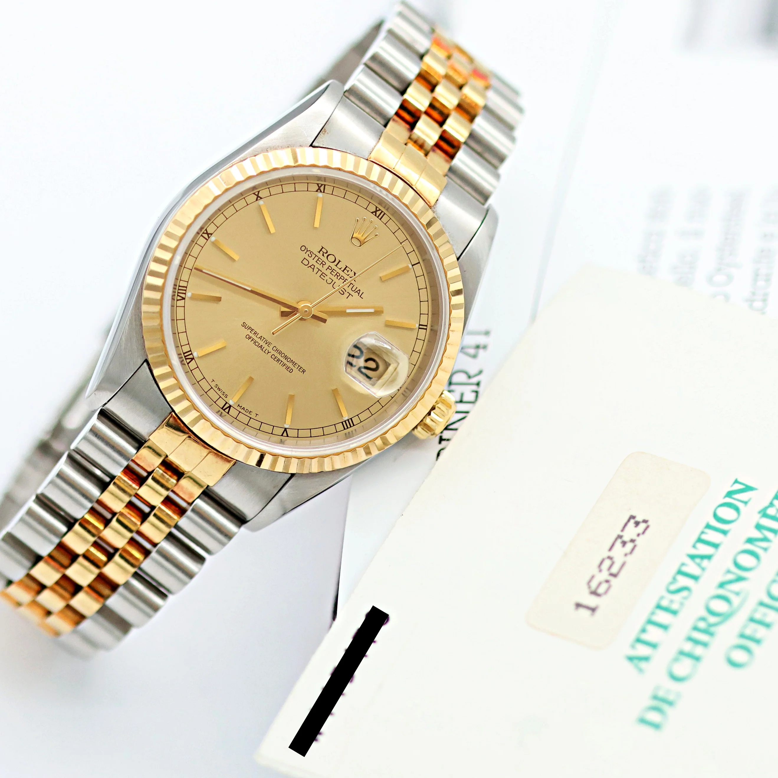 Rolex Datejust 36 ref. 16233 Champagne Circle dial - Jubilee Bracelet - Full Set - Image 7