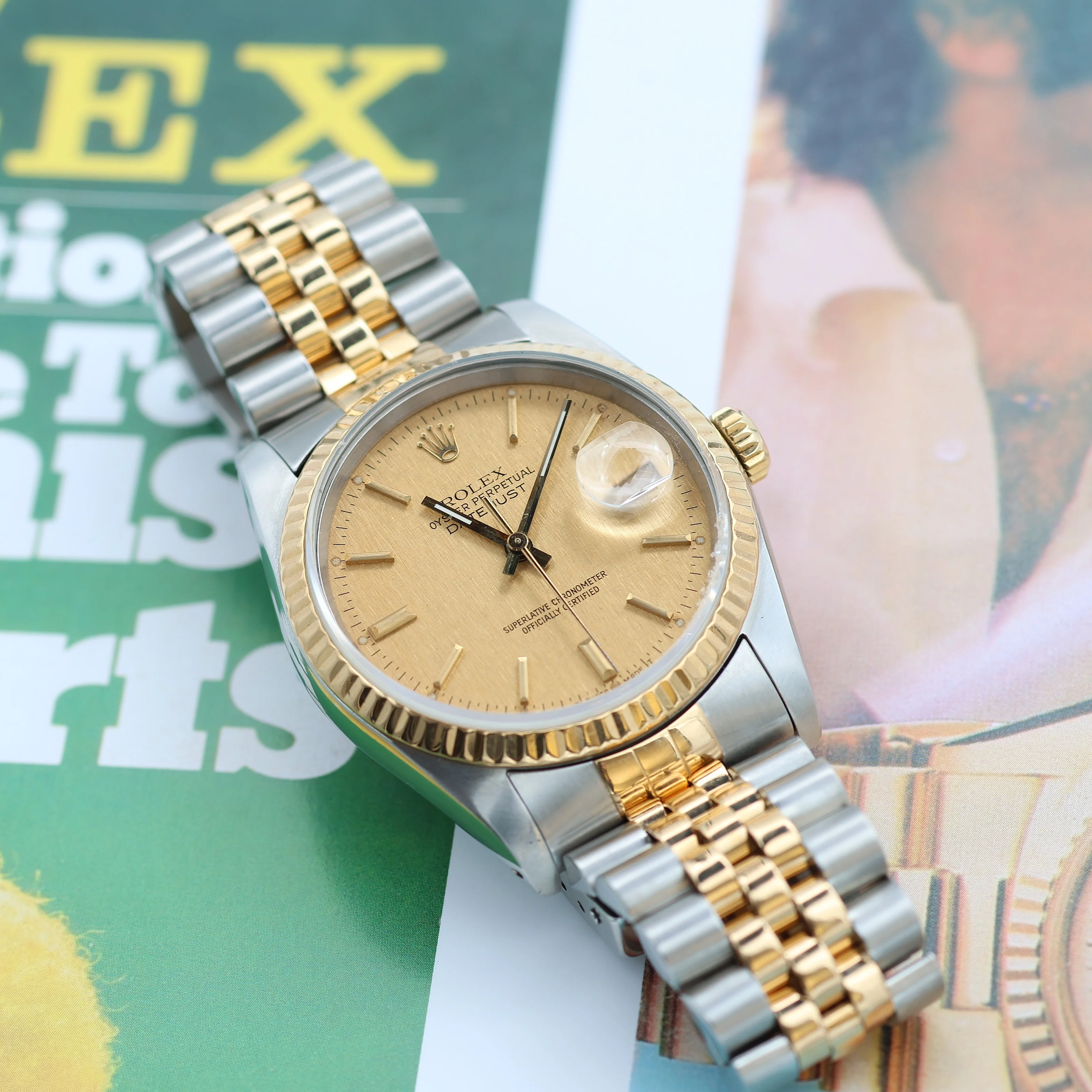 Rolex Datejust 36 ref. 16233 Champagne Linen dial - Jubilee Bracelet - Image 2
