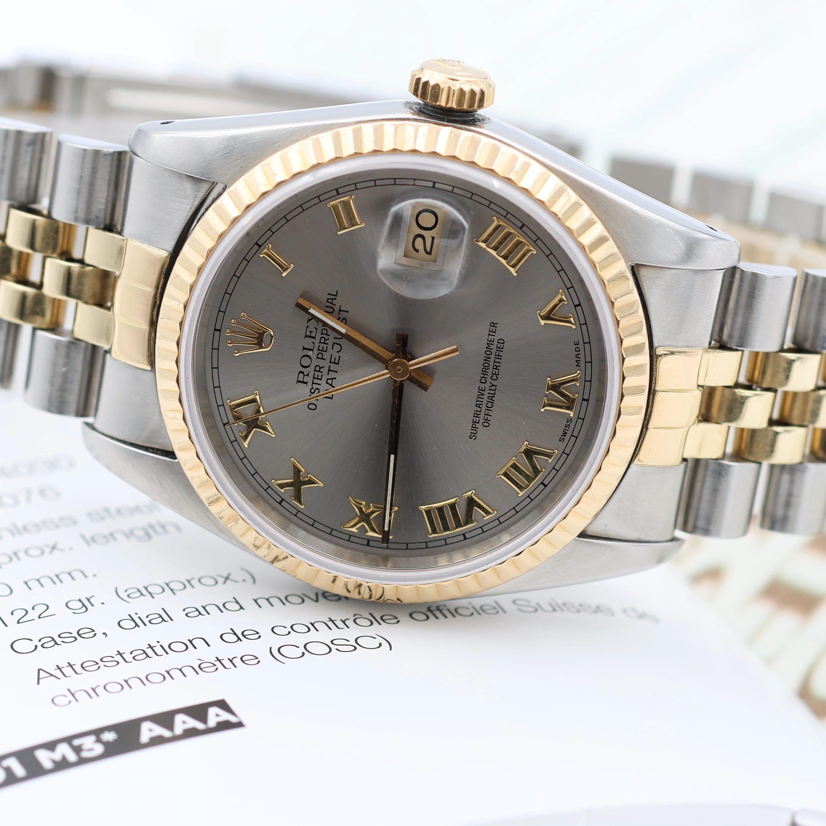 Rolex Datejust 36 ref. 16233 Grey Roman dial - Full Set - Image 8