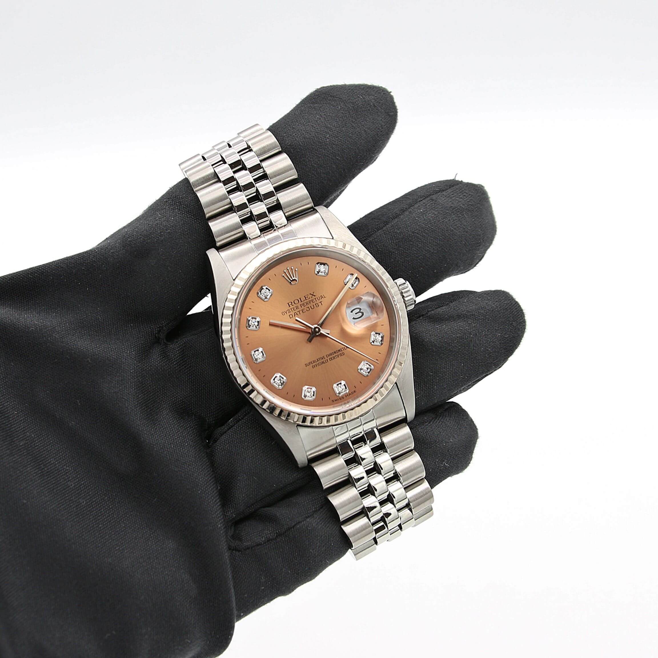 Rolex Datejust 36 ref. 16234 Salmon Diamonds Dial - Image 2